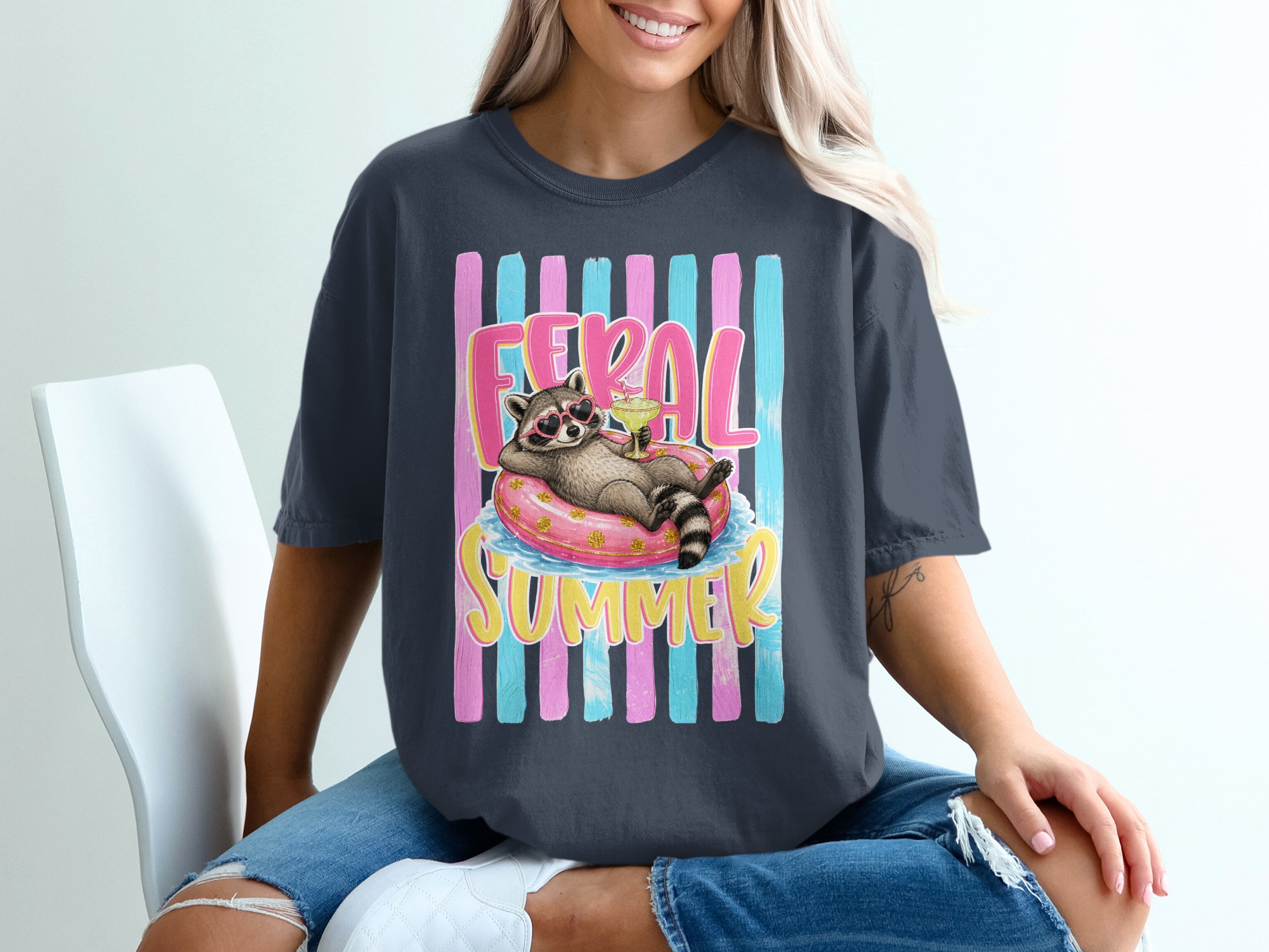 Comfort Colors ® Feral Summer Raccoon T-Shirt, Funny Margarita Raccoon Tee, Summer Vacation Animal Lover Gift, Quirky Beachy Shirt for Her - Image 12