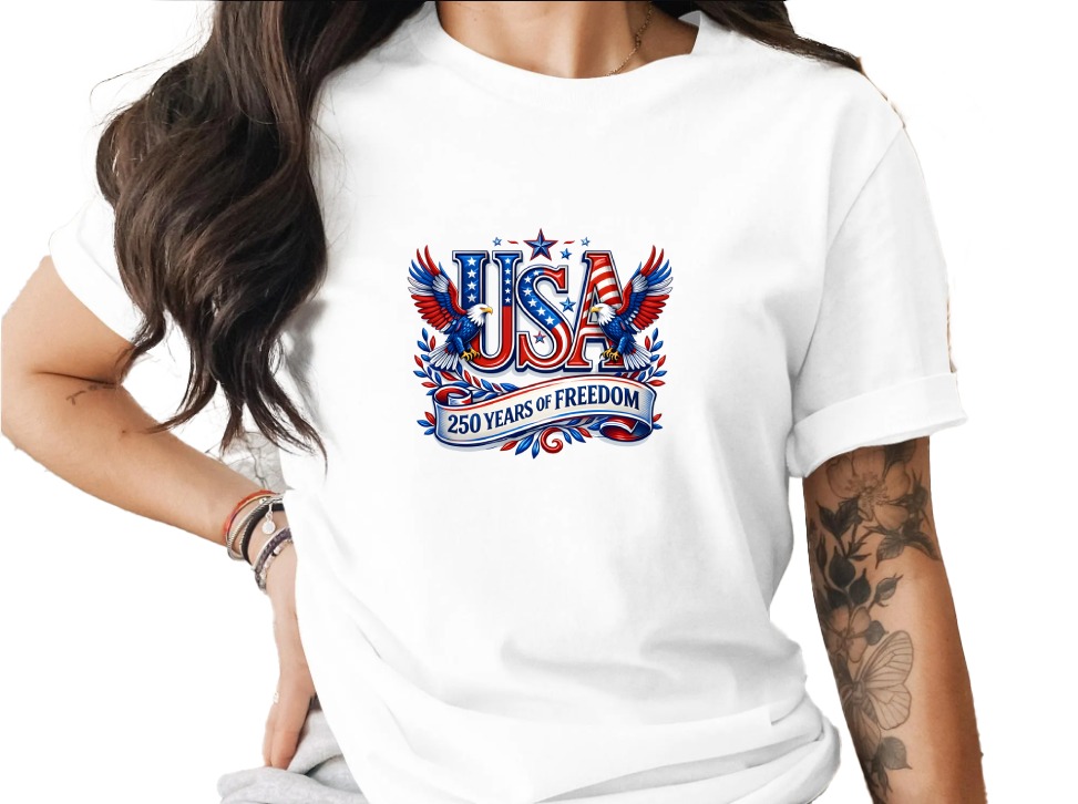 Patriotic USA 250 Years of Freedom T-Shirt | American Eagle Fourth of July Tee | US History Shirt Gift