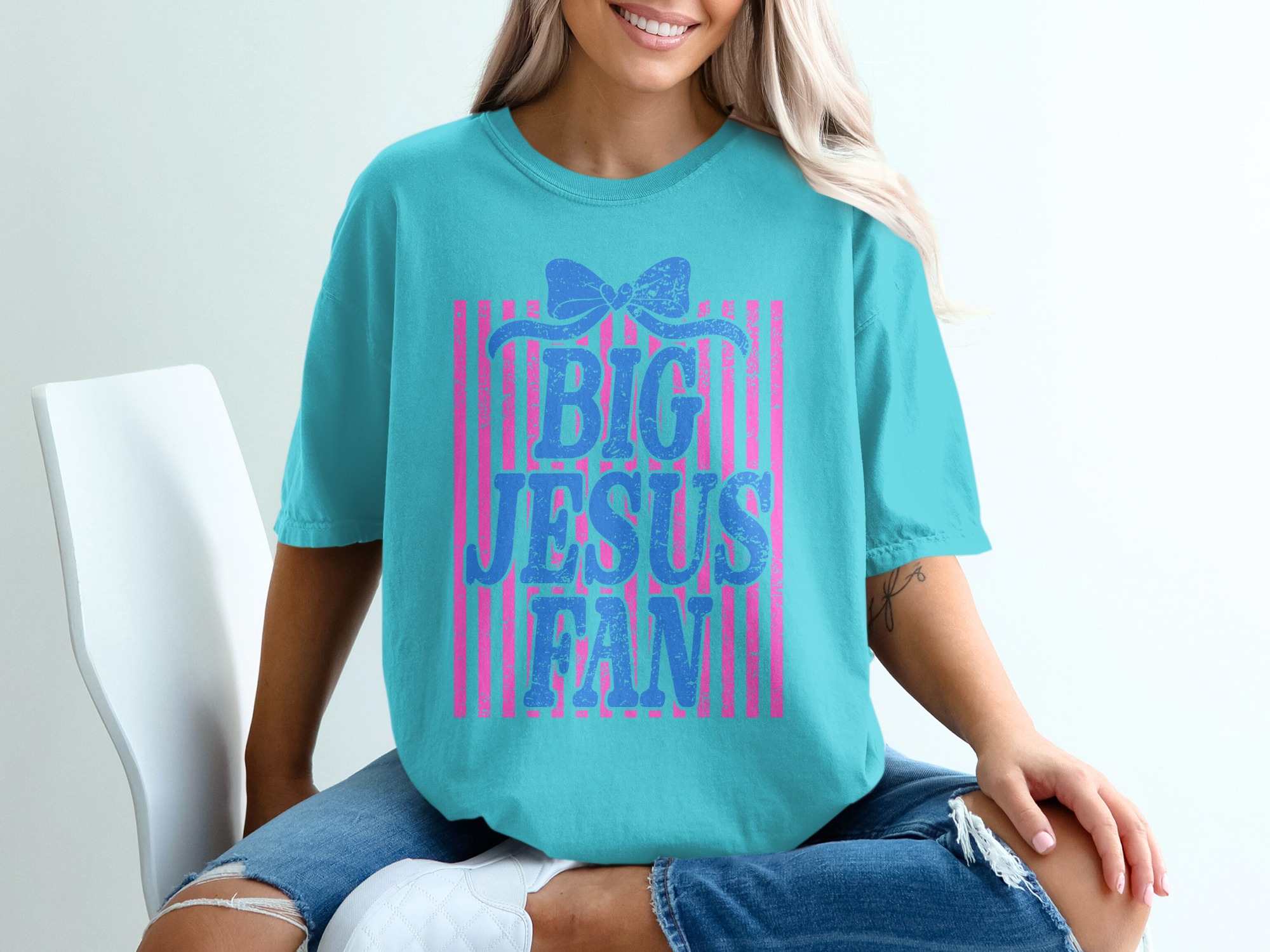 Comfort Colors® Big Jesus Fan T-Shirt, Christian Faith Shirt, Religious Gift for Her, Cute Jesus Tee, Church Outfit, Easter Shirt, Spiritual - Image 9