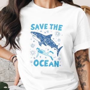 Save The Ocean T-Shirt, Comfort Colors ® Marine Life Tee, Shark Diver Conservation Shirt, Eco-Friendly Beach Lover Gift