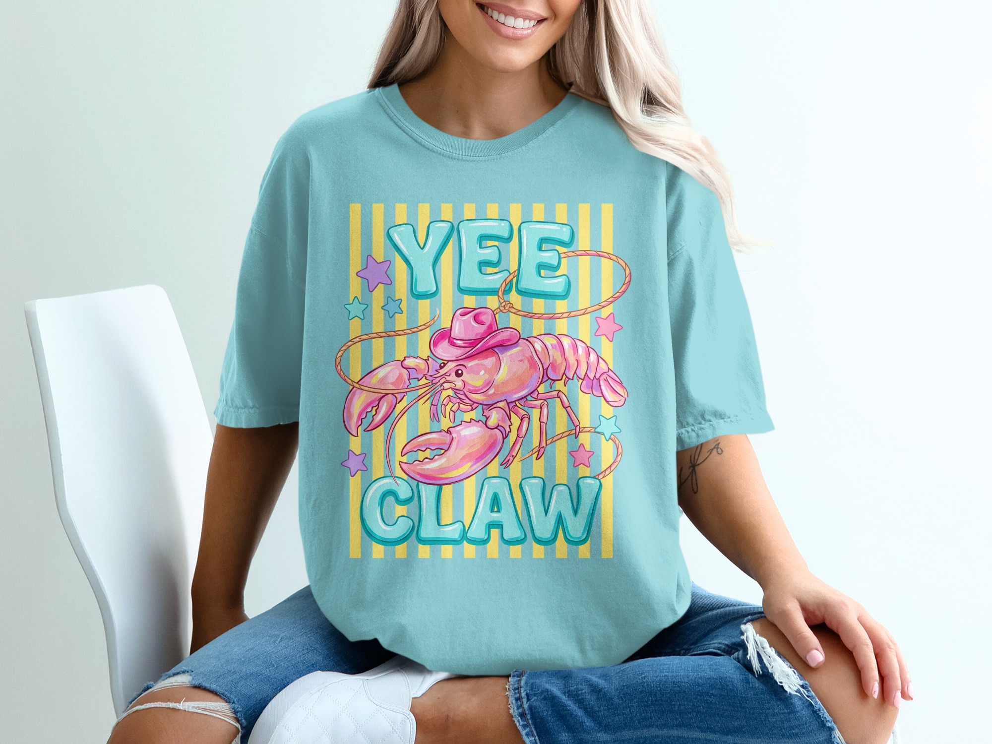 Comfort Colors® Yee Claw T-Shirt, Funny Lobster Cowgirl Tee, Coastal Cowgirl Shirt, Retro Western Graphic, Pun Lover Gift for Her - Image 19
