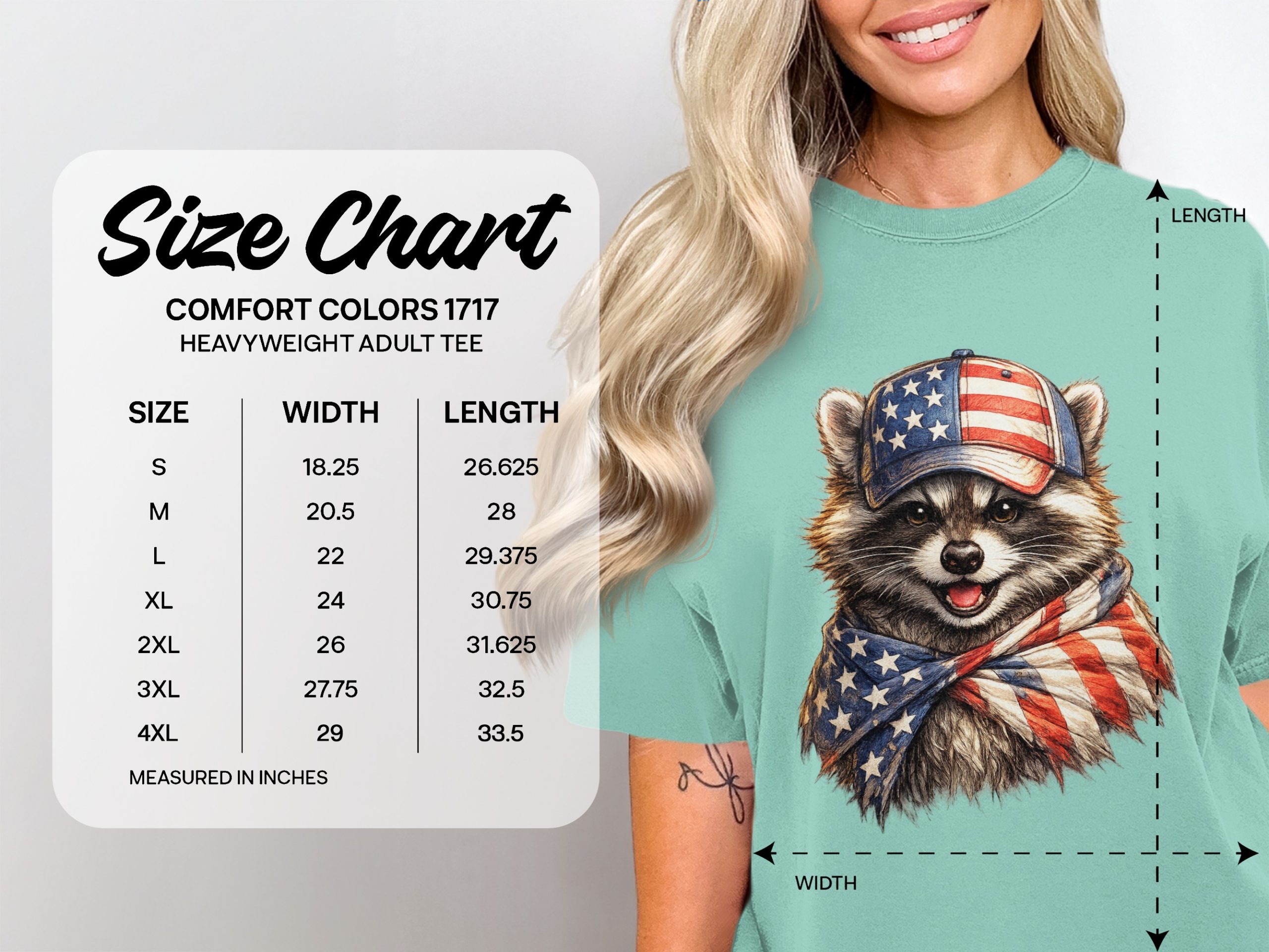 Patriotic Raccoon T-Shirt - American Flag Design - Image 4