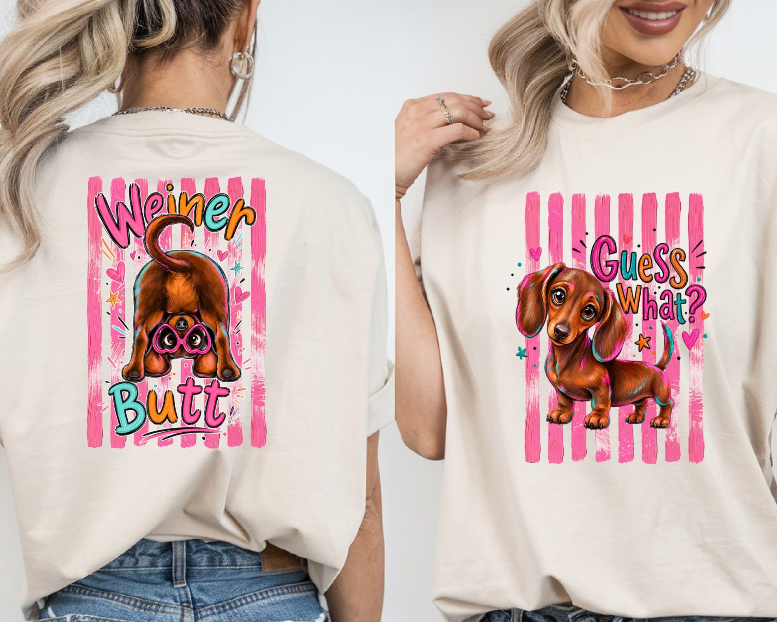 Cute Dachshund T-Shirt, Comfort Colors® Guess What Wiener Dog Tee, Funny Doxie Mom Gift for Dog Lovers - Image 2