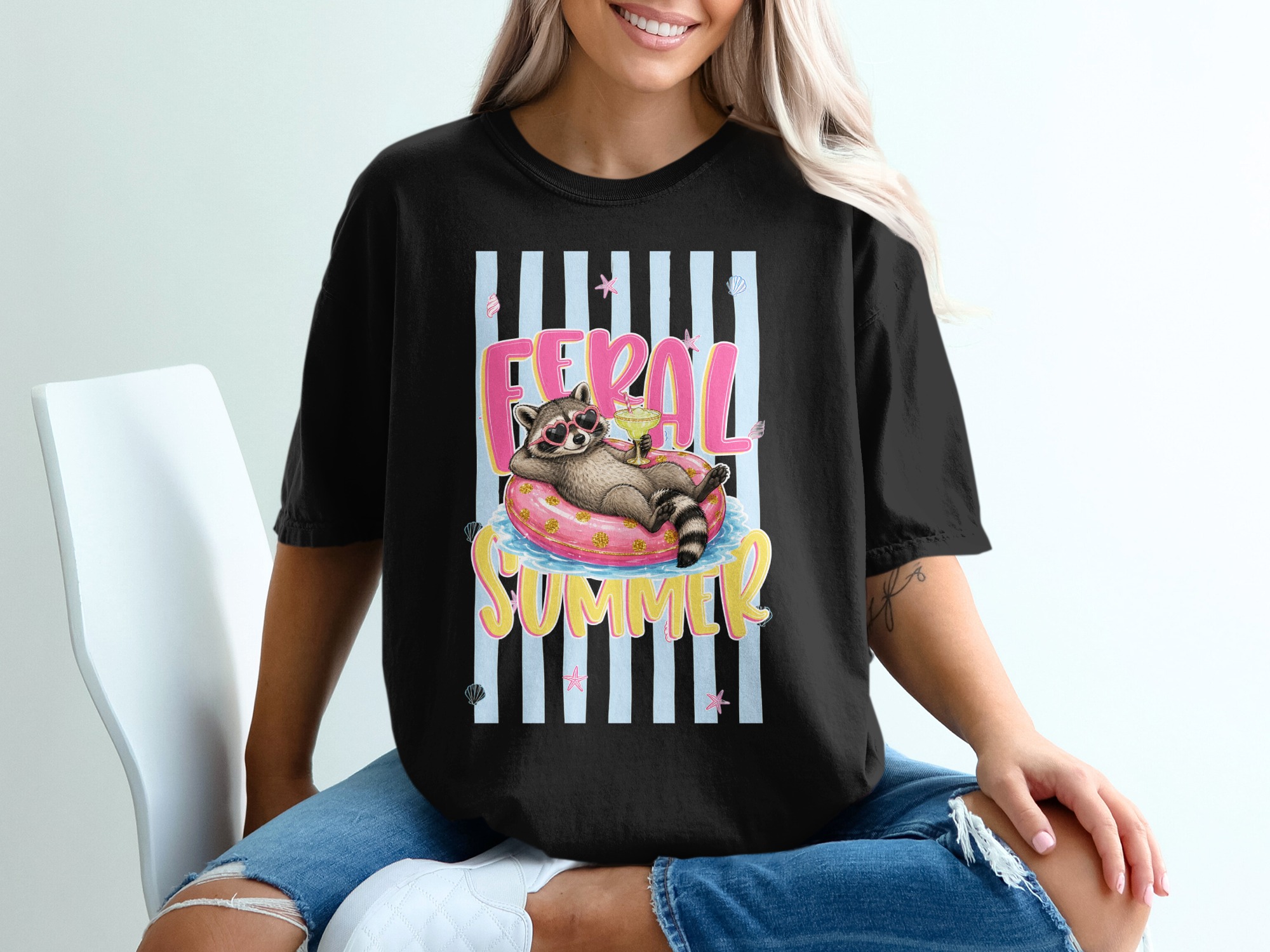 Comfort Colors® Feral Summer Raccoon T-Shirt, Funny Vacation Raccoon Tee, Animal Lover Gift, Quirky Summer Vibes Shirt, Beach Trip Top - Image 6