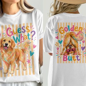 Golden Retriever T-Shirt, Front & Back Playful Dog Mom Comfort Colors 1717® Tee, Cute Puppy Lover Gift for Her, Funny Dog Butt Shirt
