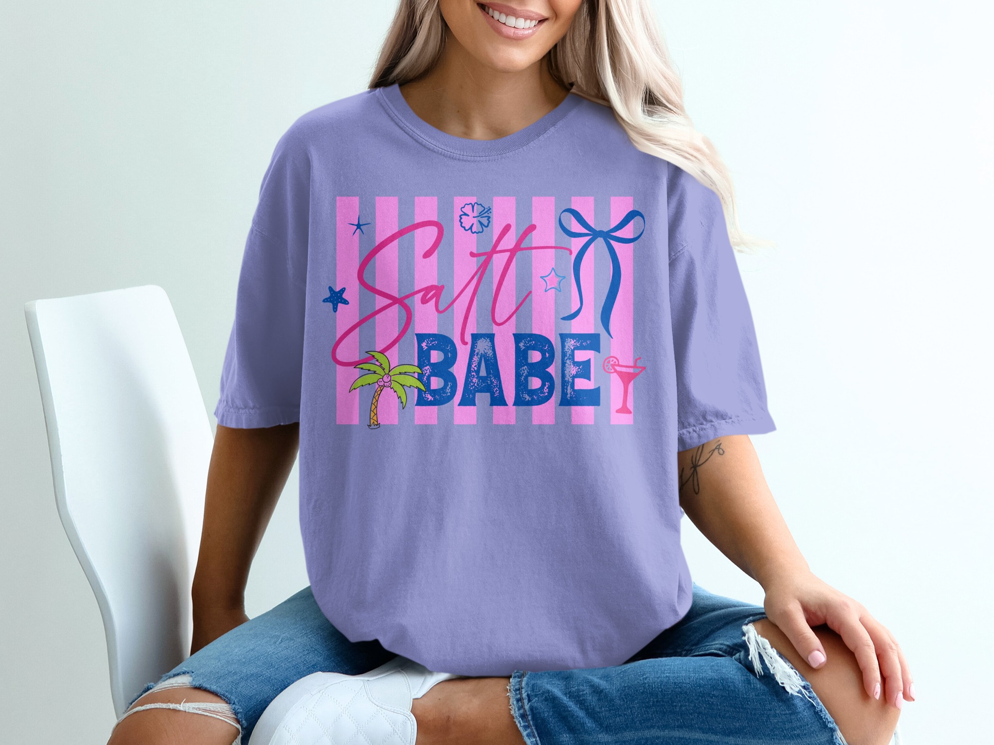 Salt Babe T-Shirt, Beach Lover Gift, Trendy Summer Vacation Tee, Coastal Cowgirl Vibe, Tropical Resort Wear Shirt for Her - Image 18