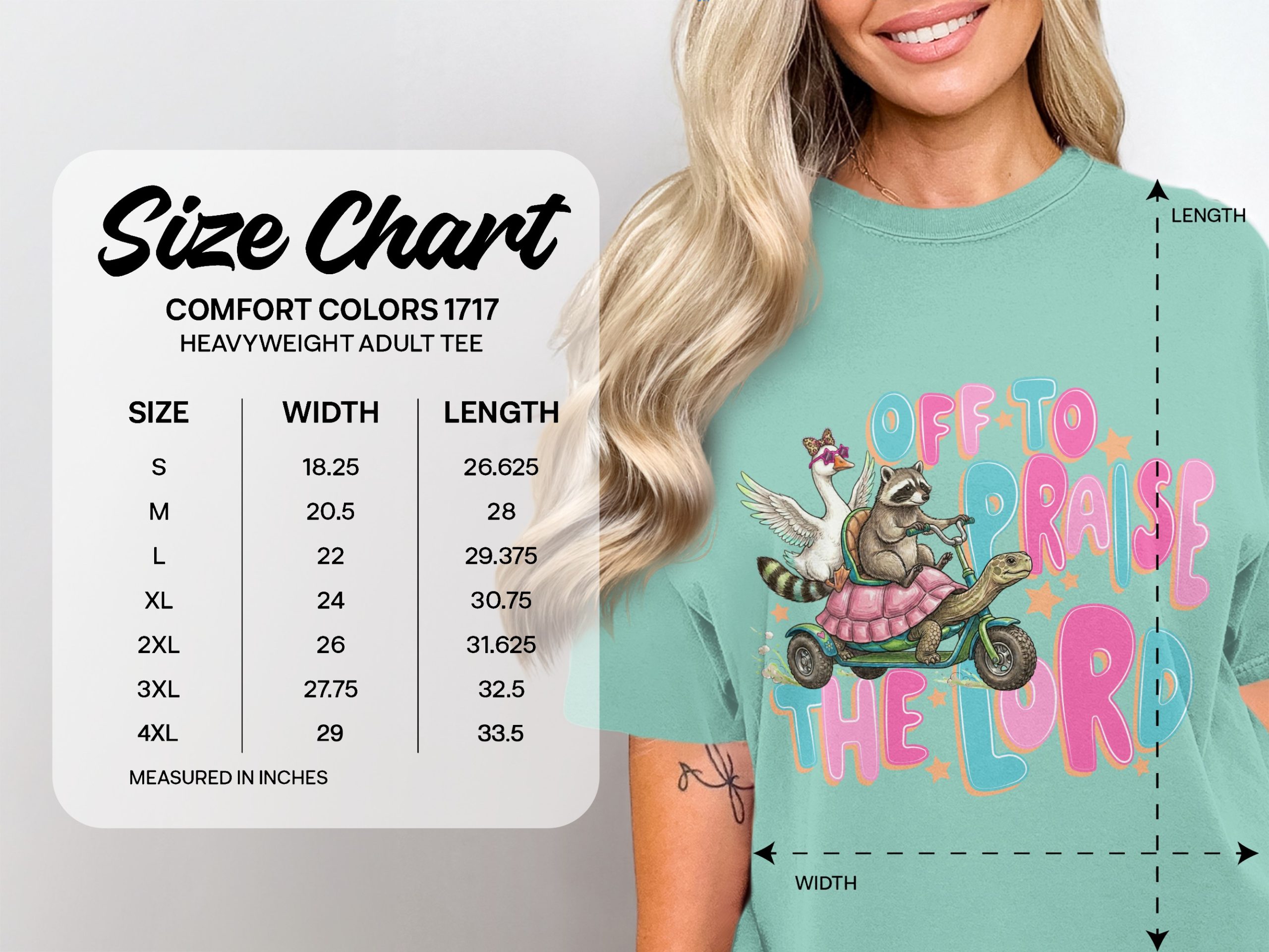 Off To Praise The Lord T-Shirt, Christian Animal Graphic Tee, Whimsical Faith Apparel, Cute Raccoon Turtle Goose Shirt Gift - Image 4