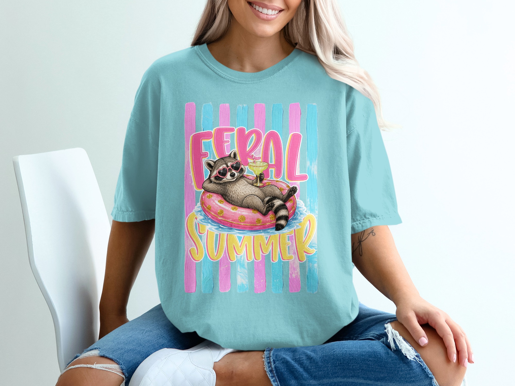 Comfort Colors ® Feral Summer Raccoon T-Shirt, Funny Margarita Raccoon Tee, Summer Vacation Animal Lover Gift, Quirky Beachy Shirt for Her - Image 19