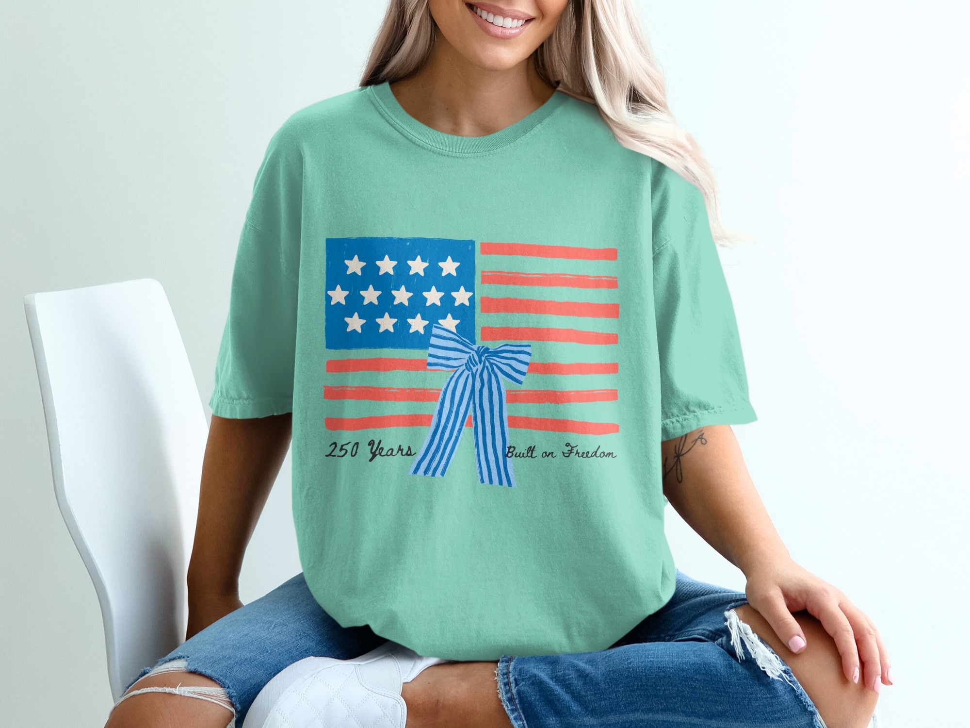250 Years Built on Freedom American Flag T-Shirt, Patriotic Independence Day USA Tee, Heritage Anniversary Shirt Gift - Image 10