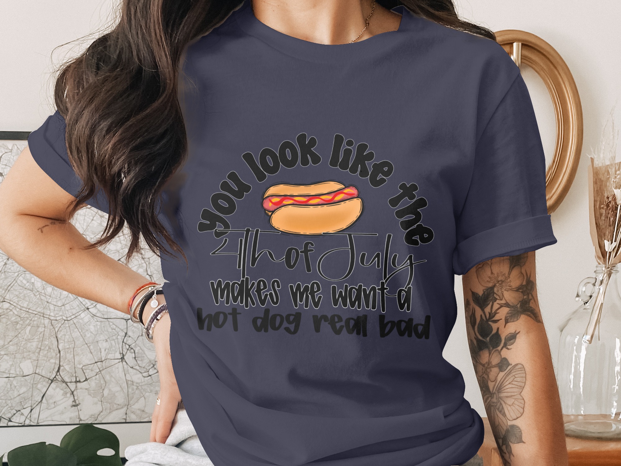 Funny 4th of July Hot Dog T-Shirt, Independence Day Tee, Patriotic Summer BBQ Gift, Witty July Fourth Hot Dog Lover Apparel - Image 3