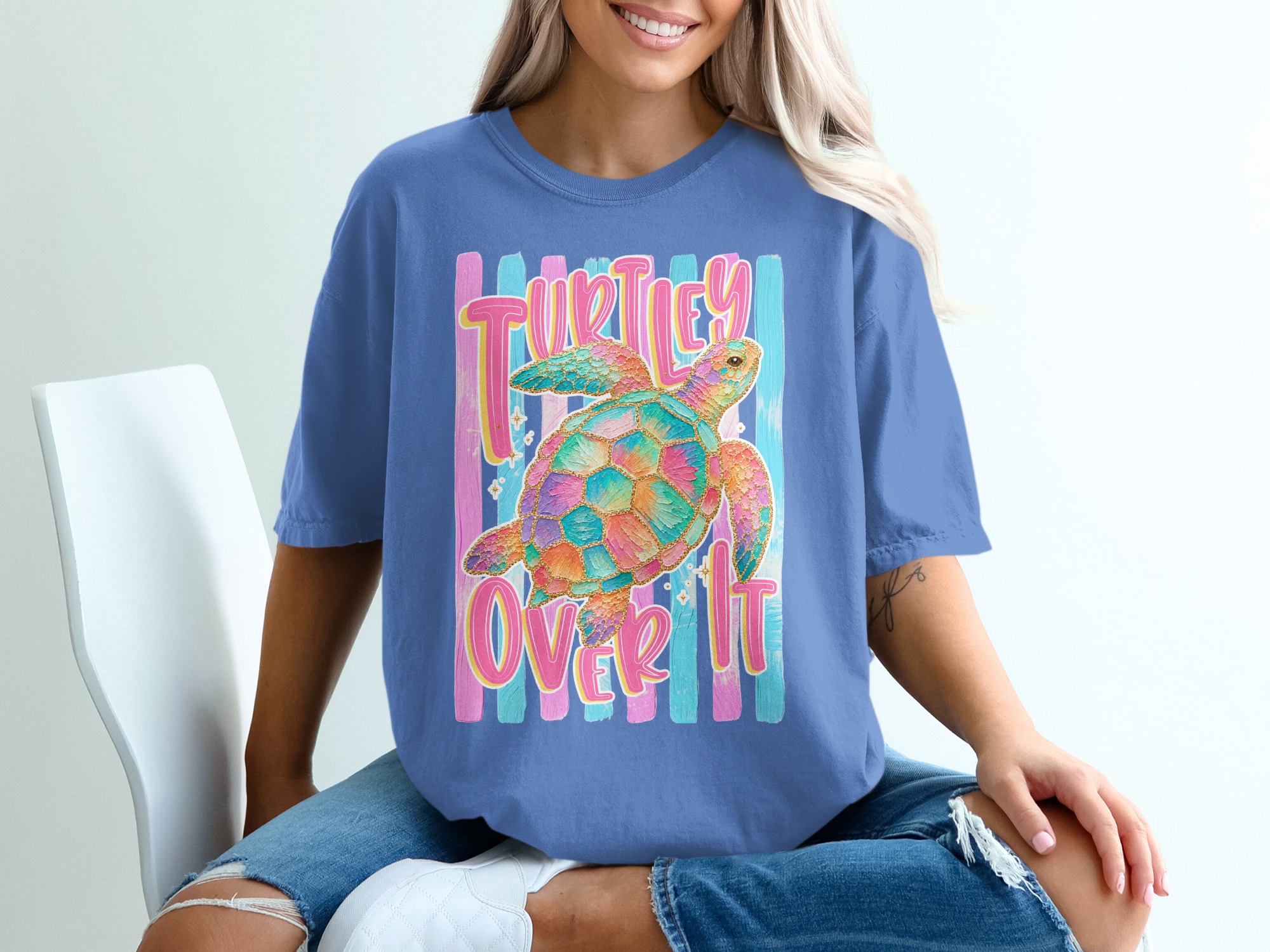 Comfort Colors ® Turtley Over It Sea Turtle T-Shirt, Funny Beach Vibe Tee, Sarcastic Ocean Lover Top, Colorful Summer Vacation Gift - Image 20