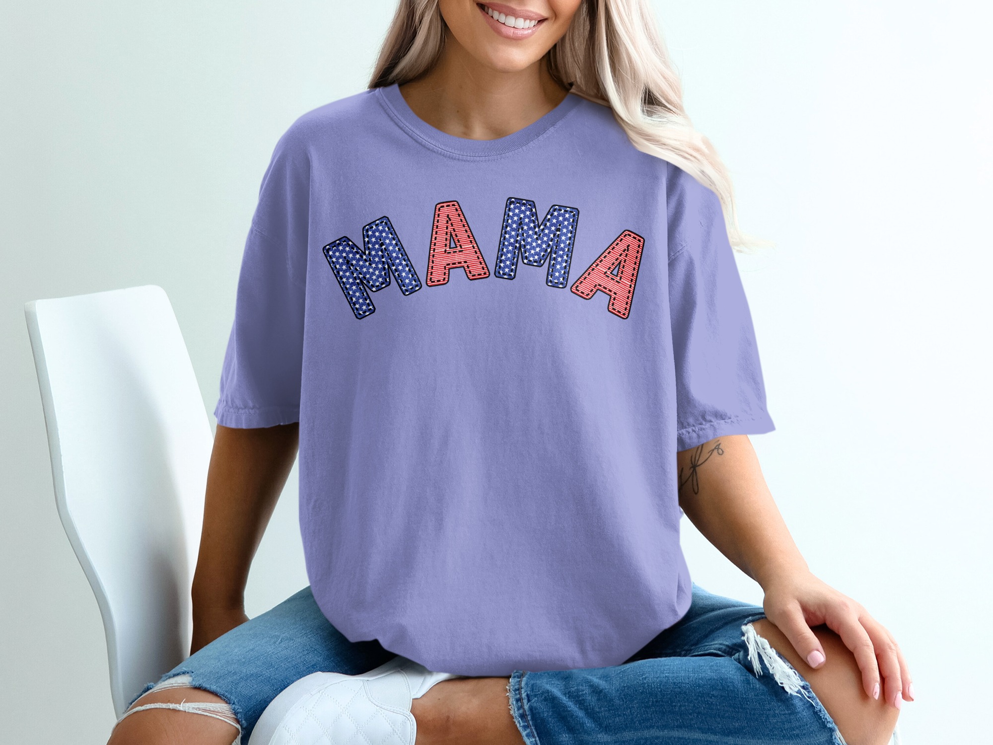 Patriotic Mama T-Shirt, American Flag Mama Shirt, 4th of July Mom Tee, USA Red White Blue Top, Memorial Day Mother's Day Gift for Her - Image 18