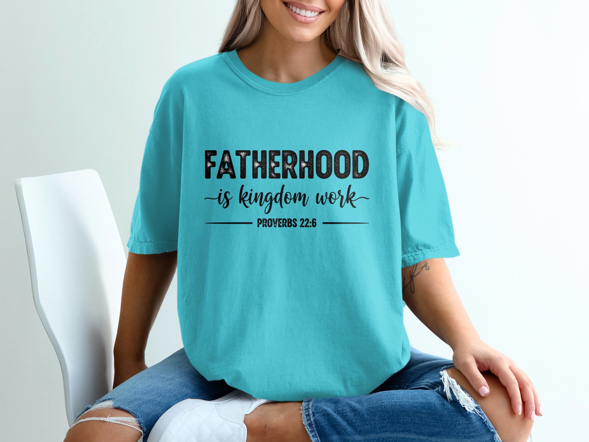 Comfort Colors® Fatherhood is Kingdom Work T-Shirt, Christian Dad Gift, Proverbs 22:6 Scripture Tee, Faith Apparel, Gift for Him, Father's - Image 9