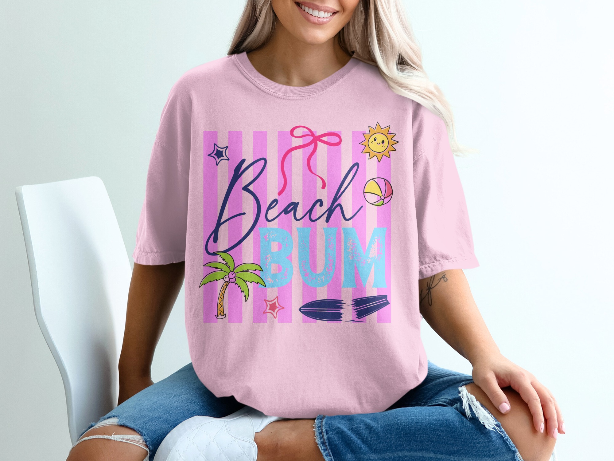 Beach Bum T-Shirt | Retro Summer Vacation Shirt for Women | Cute Beach Lover Tee | Girls Trip Gift Idea | Fun Ocean Vibe Apparel - Image 17