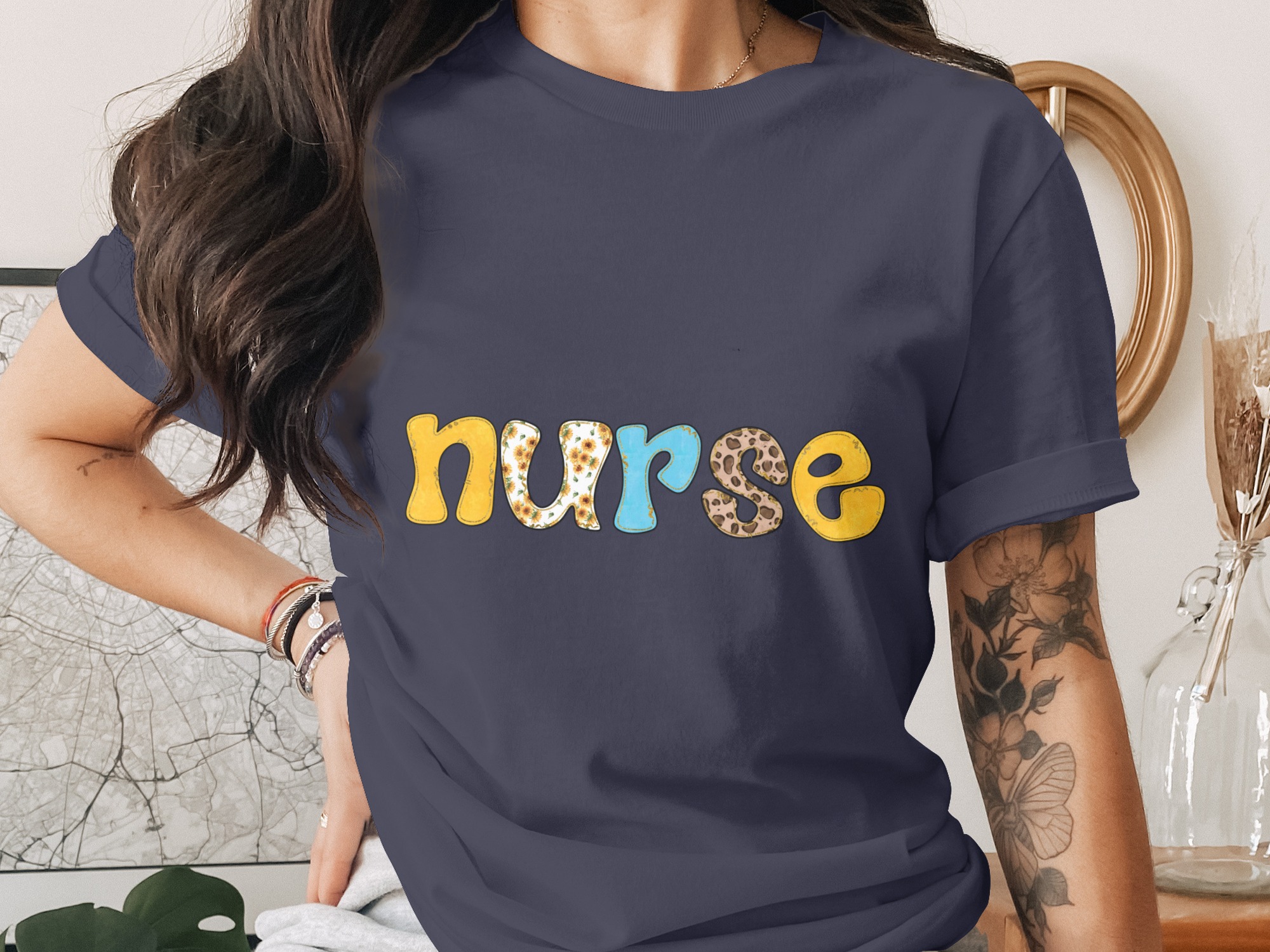 Nurse PNG Digital Download Sunflower Leopard Glitter Letters | Cute RN LPN Graduate Appreciation Gift Sublimation Design - Image 2