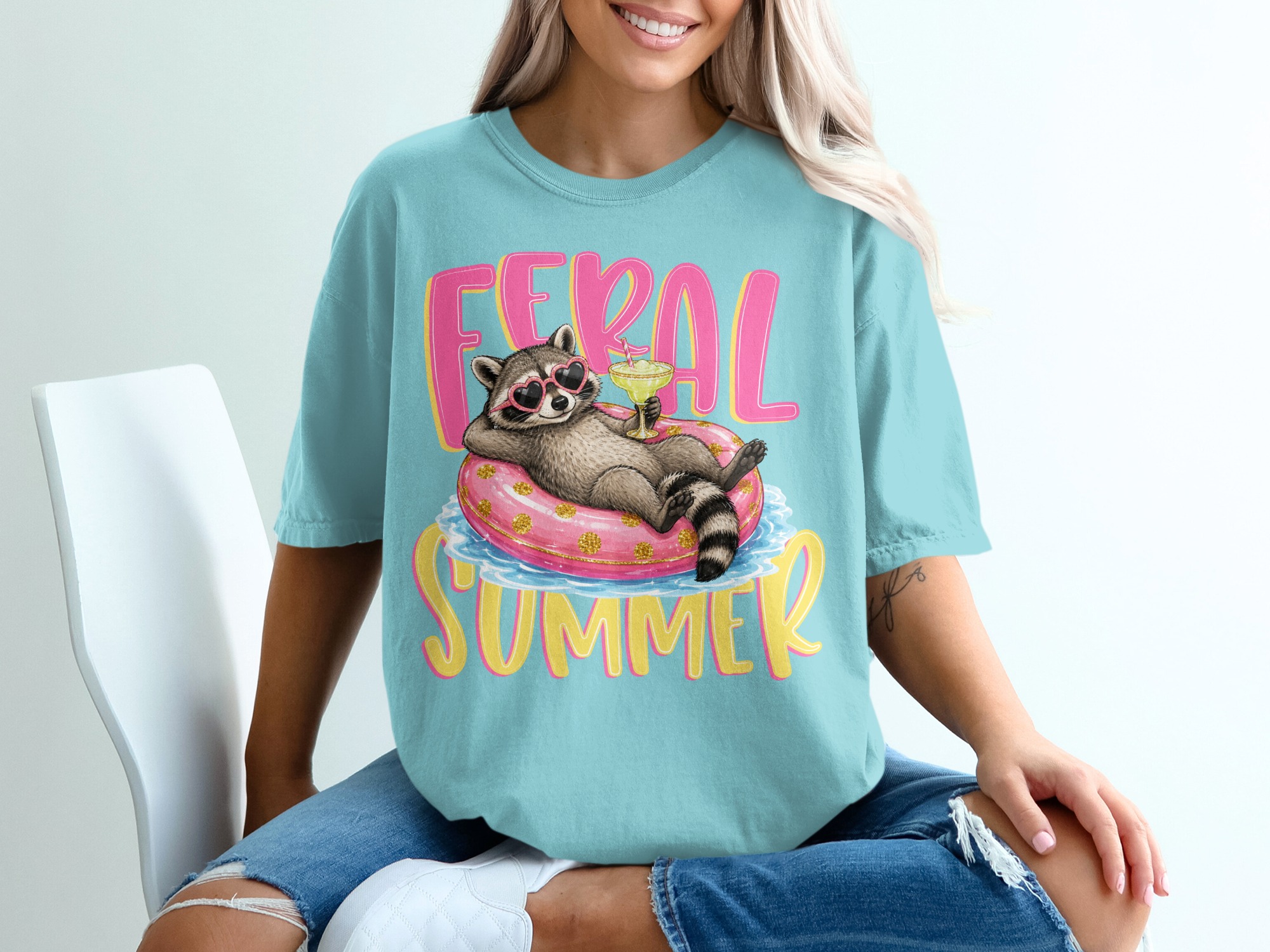 Feral Summer Raccoon T-Shirt, Funny Animal Lover Tee, Vacation Mode Shirt, Unbothered Raccoon Gift for Her, Cute Graphic Top - Image 19