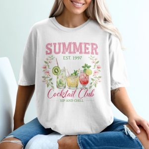 Summer Cocktail Club T-Shirt, Est 1997 Sip and Chill Tee, Comfort Colors ® Watercolor Cocktails Top, Preppy Aesthetic Shirt, Vacation Gift