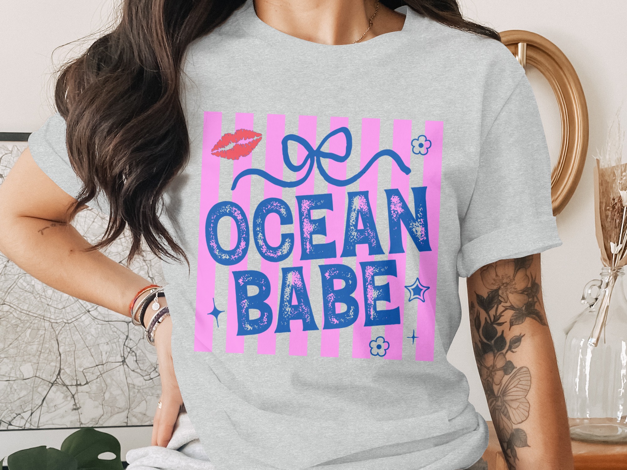 Ocean Babe T-Shirt, Y2K Beach Vacation Tee, Trendy Summer Shirt for Her, Coastal Aesthetic Top, Fun Bachelorette Trip Gift - Image 2
