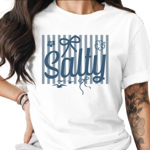 Salty T-Shirt, Beach Vacation Mode Tee, Coastal Stripe Graphic Shirt, Nautical Summer Ocean Lover Gift for Her, Beachy Top