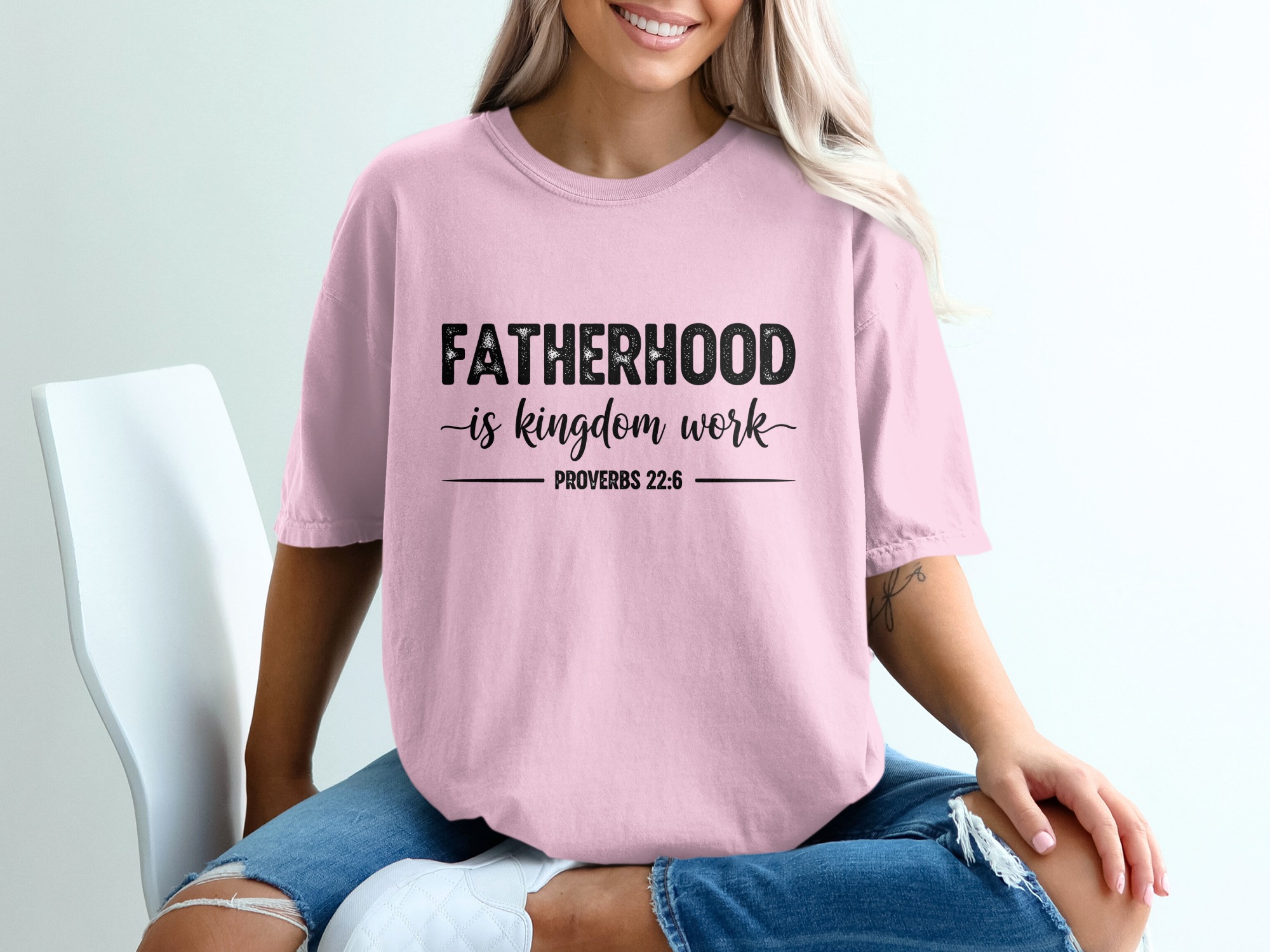 Comfort Colors® Fatherhood is Kingdom Work T-Shirt, Christian Dad Gift, Proverbs 22:6 Scripture Tee, Faith Apparel, Gift for Him, Father's - Image 17