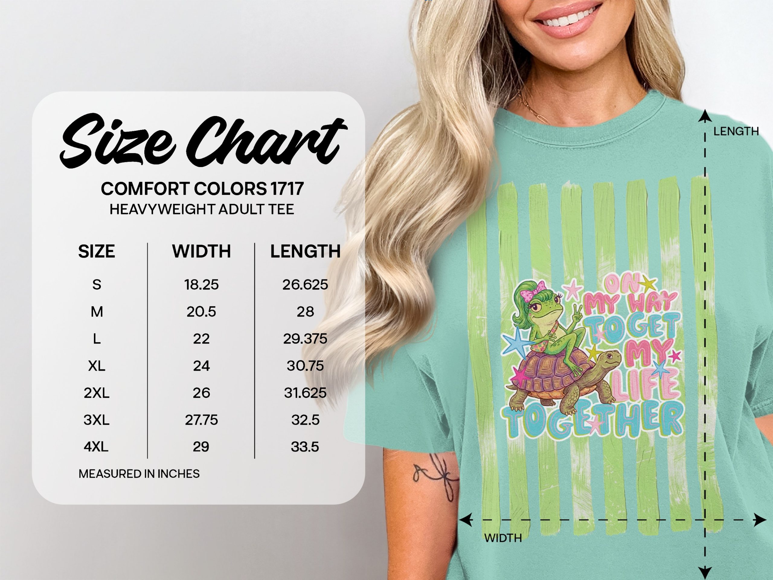 Comfort Colors® 'On My Way To Get My Life Together' Frog & Turtle T-Shirt, Funny Relatable Quote Tee, Whimsical Animal Gift for Friend - Image 5
