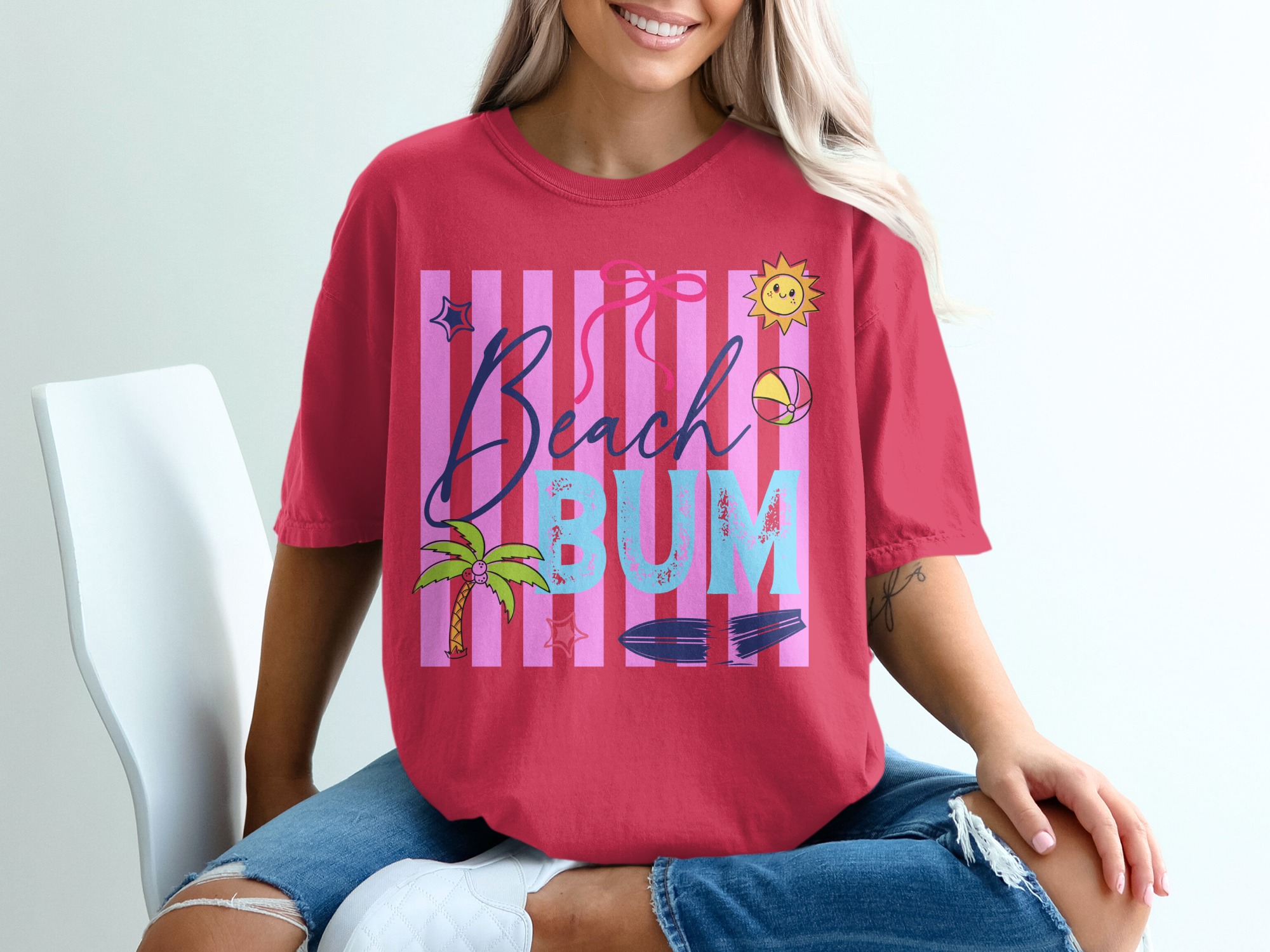 Beach Bum T-Shirt | Retro Summer Vacation Shirt for Women | Cute Beach Lover Tee | Girls Trip Gift Idea | Fun Ocean Vibe Apparel - Image 14