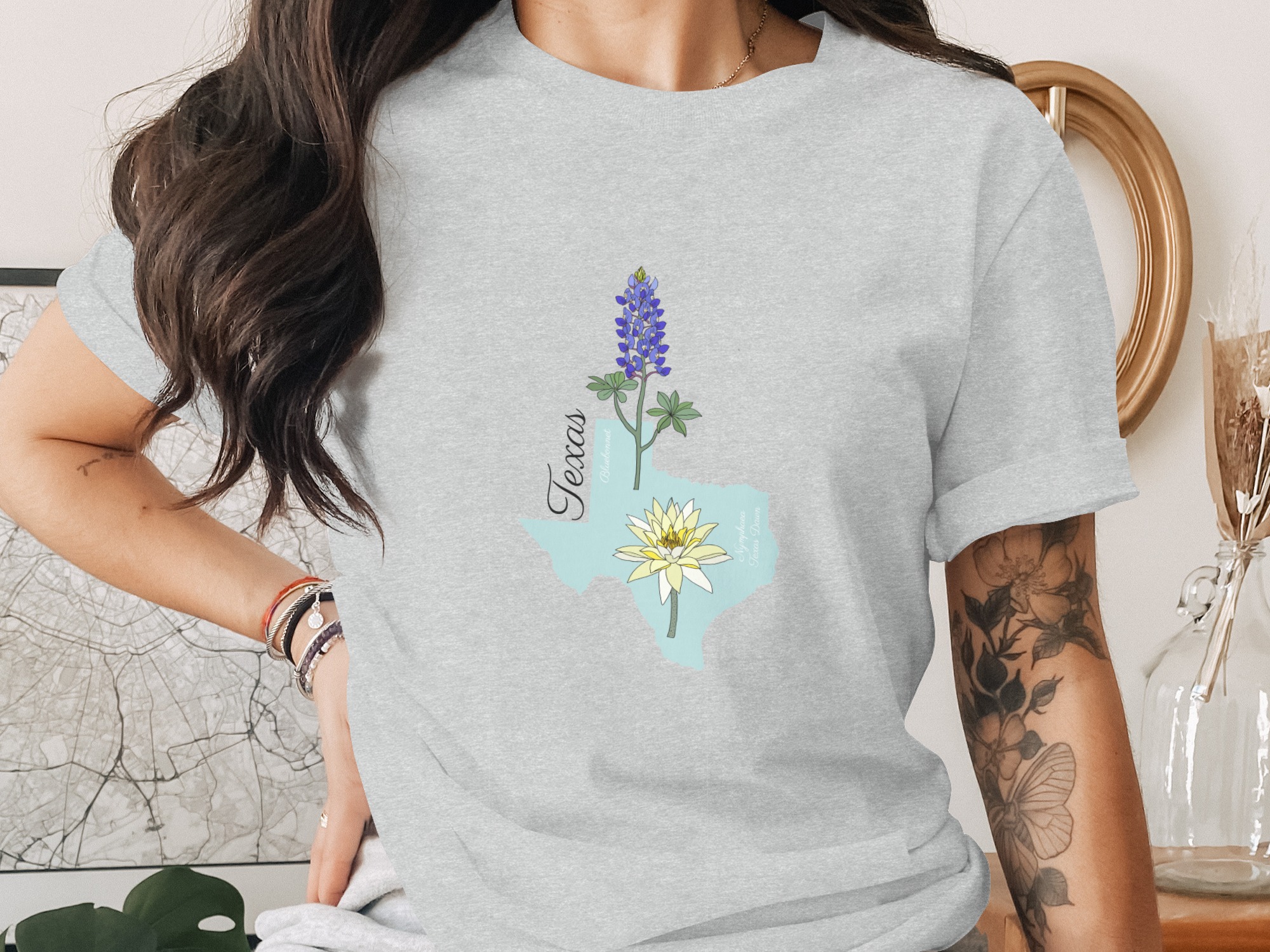 Texas Bluebonnet Water Lily T-Shirt, State Flower Texas Tee, Botanical Nature Lover Gift, Southern Pride Texas Shirt, Lone Star State