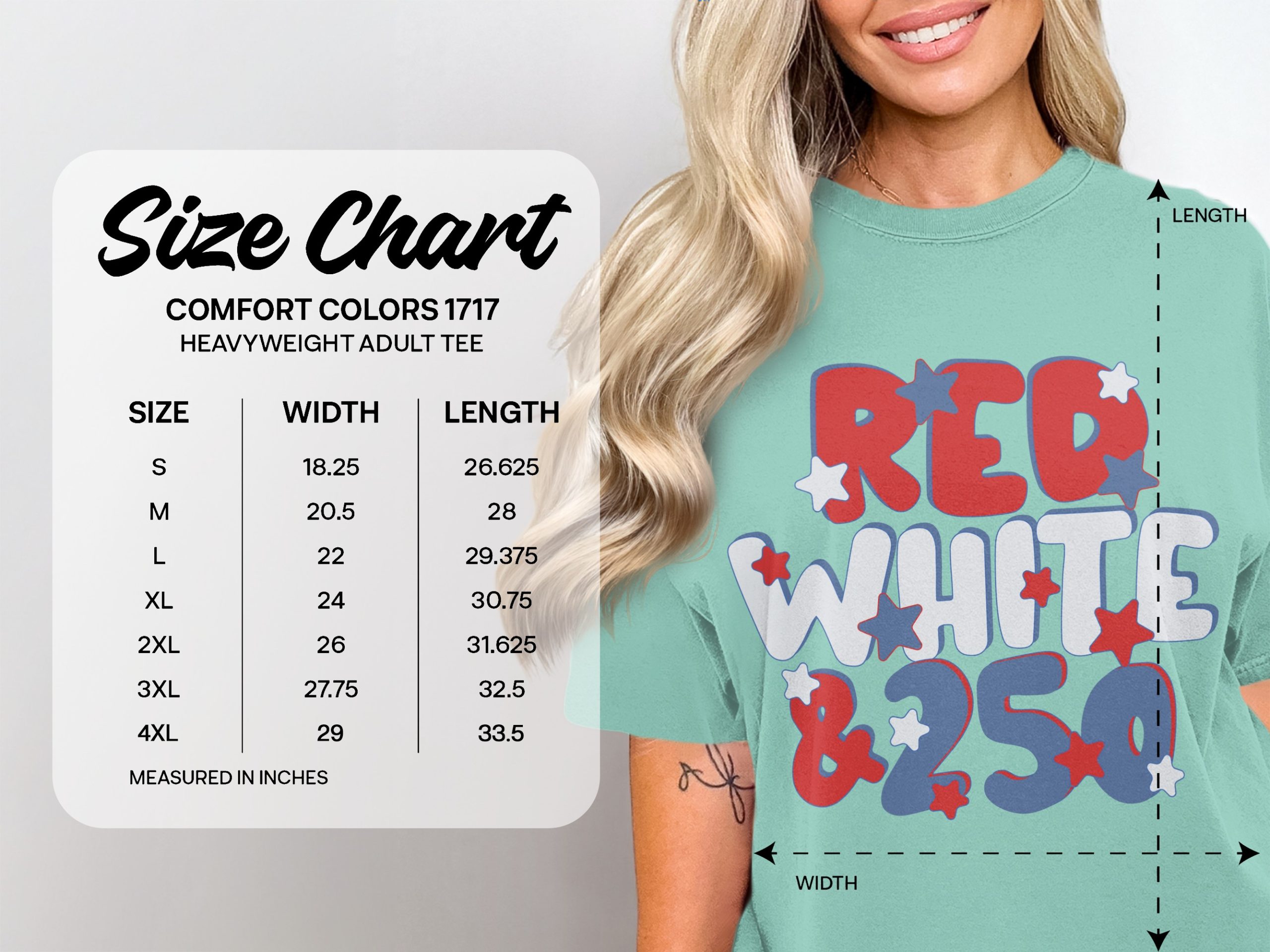 Red White & 250 Stars Patriotic T-Shirt - Image 4