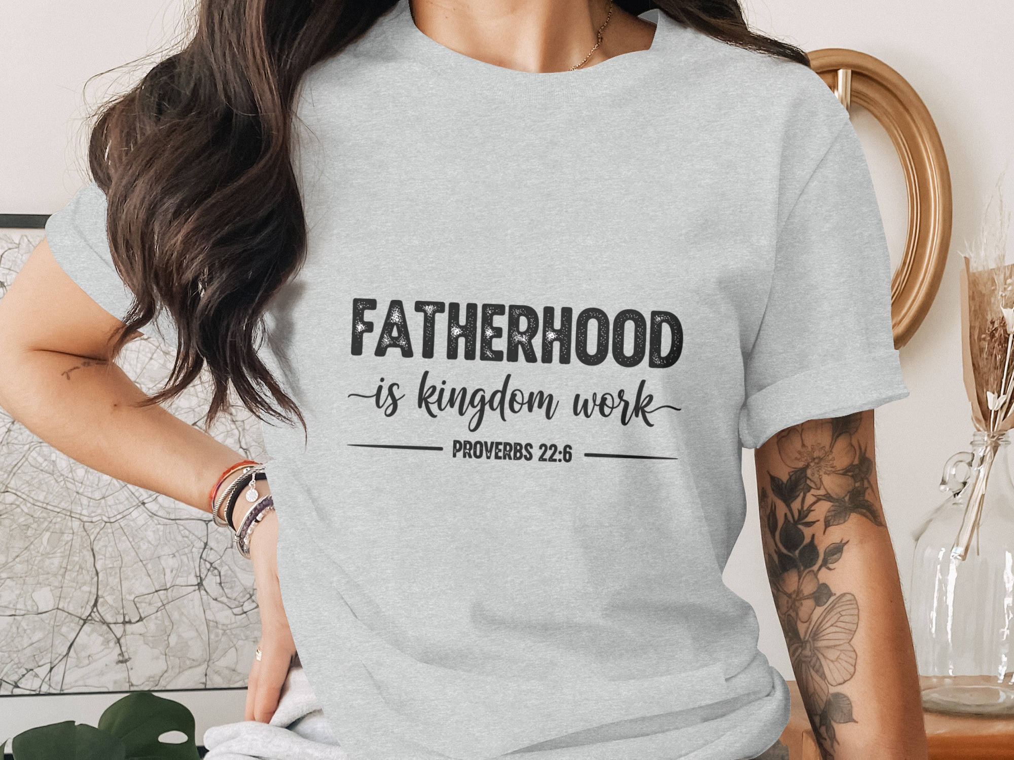 Comfort Colors® Fatherhood is Kingdom Work T-Shirt, Christian Dad Gift, Proverbs 22:6 Scripture Tee, Faith Apparel, Gift for Him, Father's - Image 2