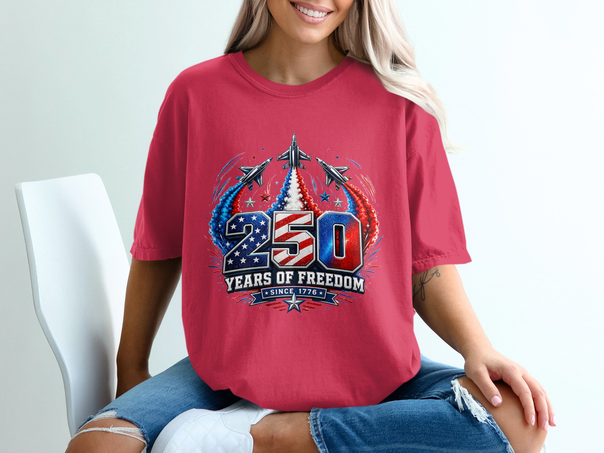 250 Years of Freedom T-Shirt | Patriotic US Independence Day Since 1776 Tee | Military Veteran American History Gift - Image 14