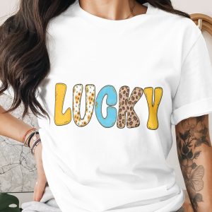 Lucky PNG Sublimation Design, Sunflower Leopard Print Boho Digital Download, St Patricks Day Faux Glitter Teacher Art