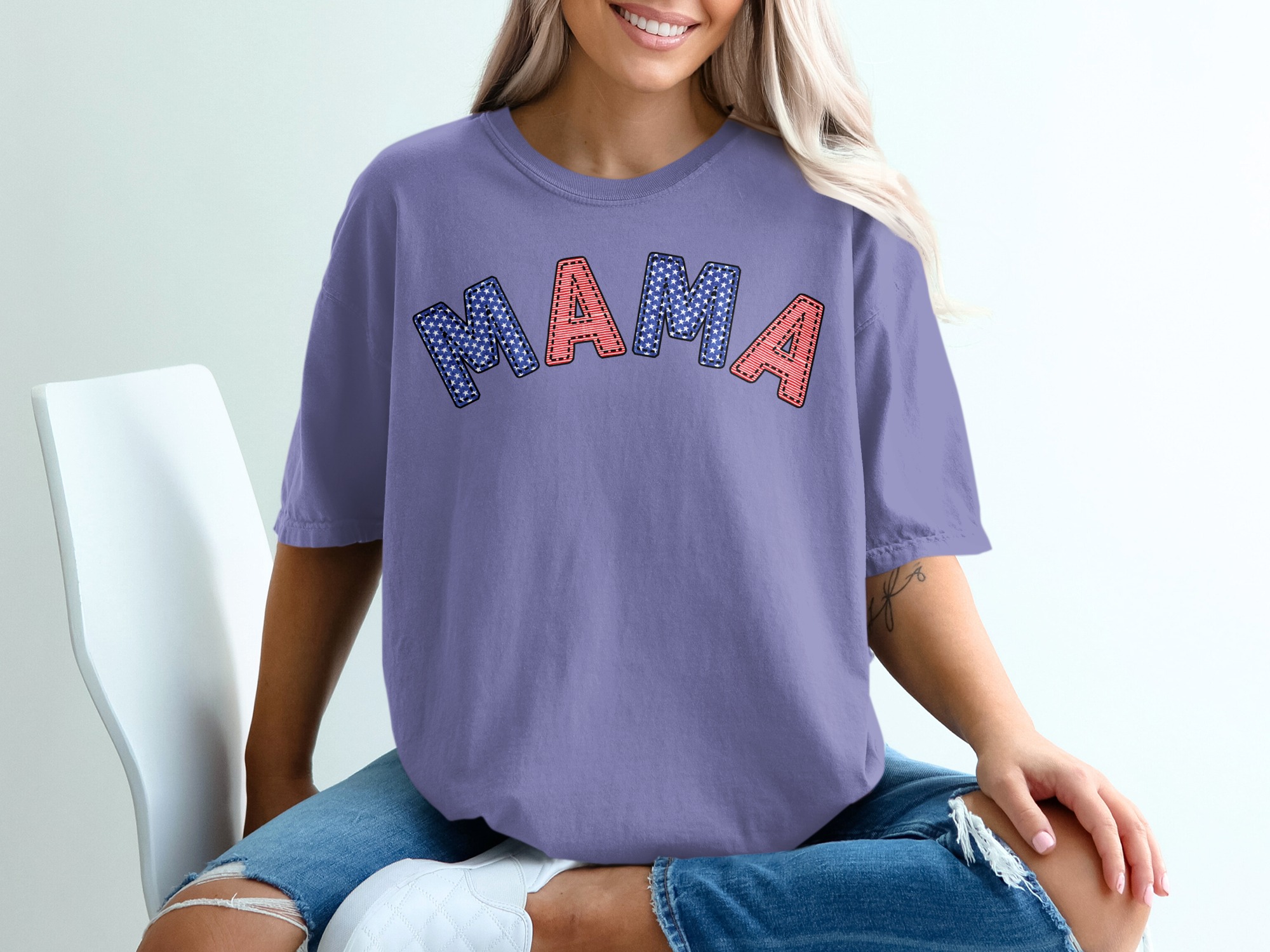 Patriotic Mama T-Shirt, American Flag Mama Shirt, 4th of July Mom Tee, USA Red White Blue Top, Memorial Day Mother's Day Gift for Her - Image 13