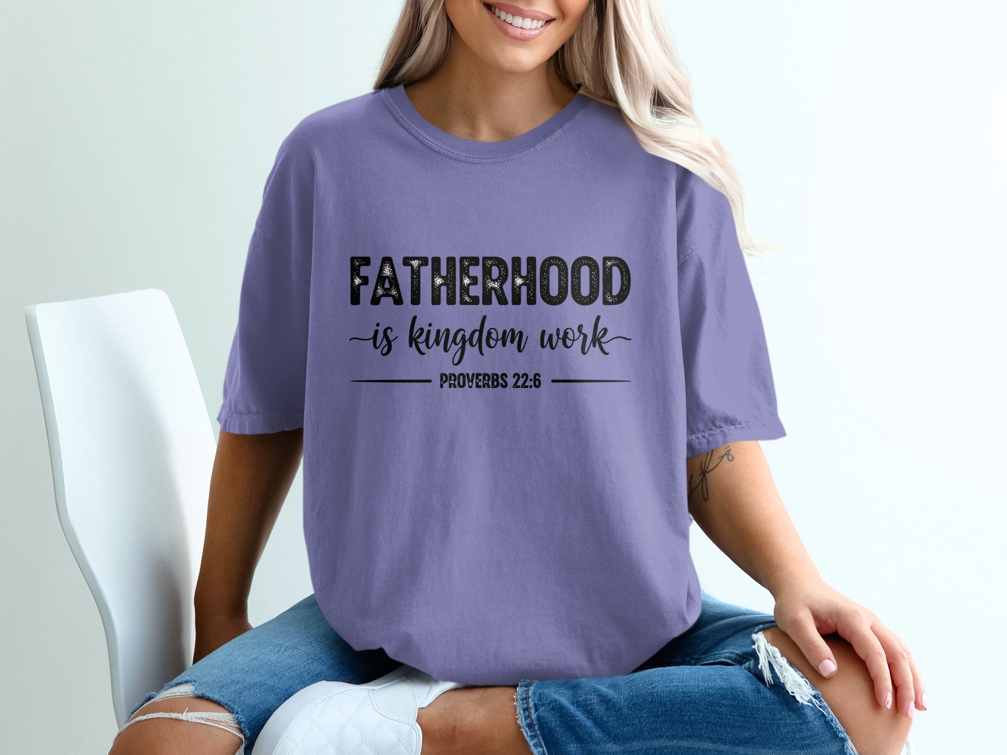 Comfort Colors® Fatherhood is Kingdom Work T-Shirt, Christian Dad Gift, Proverbs 22:6 Scripture Tee, Faith Apparel, Gift for Him, Father's - Image 13
