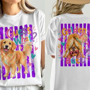 Golden Retriever T-Shirt, Comfort Colors 1717® Funny Dog Mom Front Back Design Tee, Pet Lover Gift, Vibrant Puppy Butt Shirt