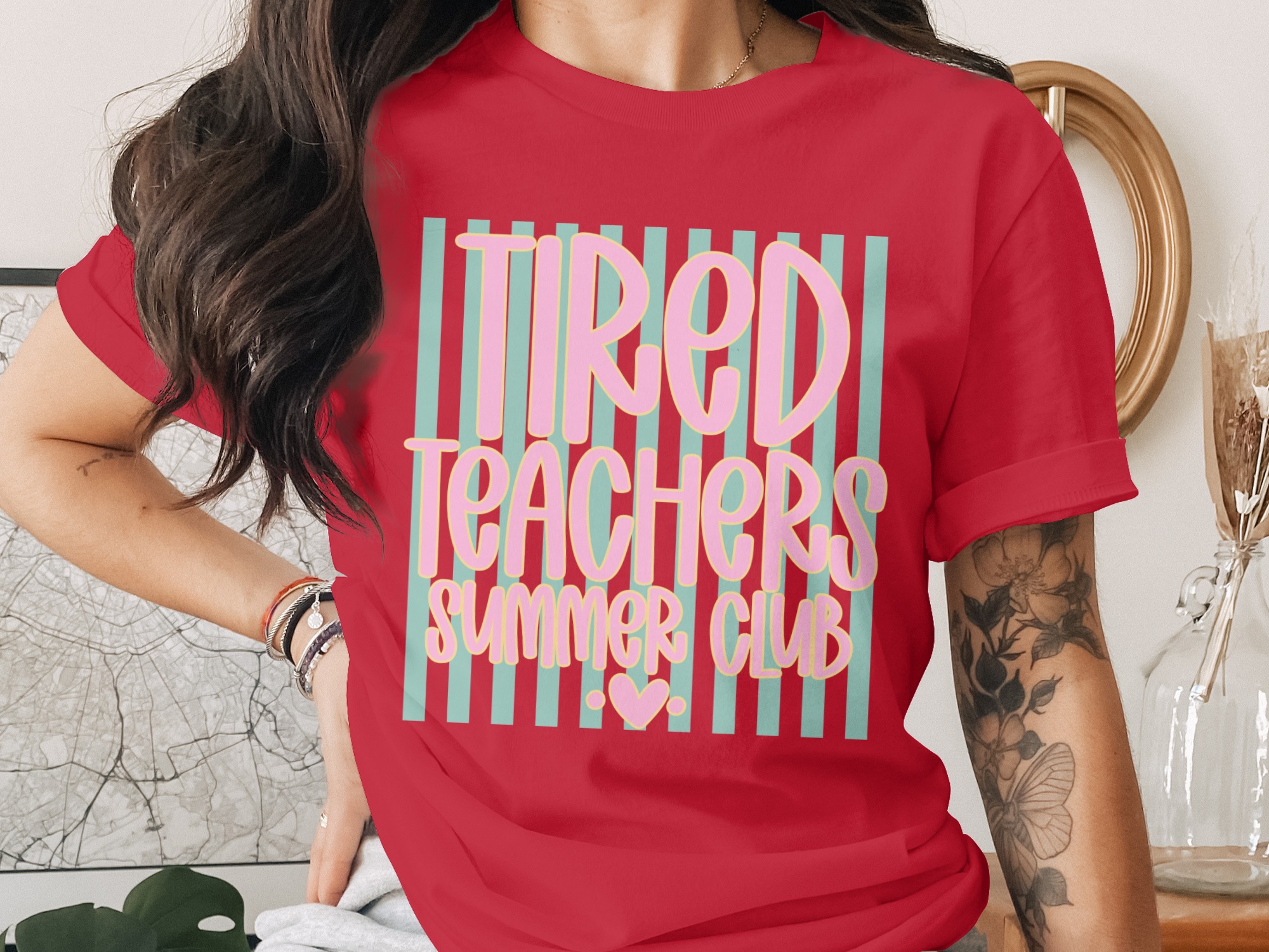 Tired Teachers Summer Club T-Shirt - Funny Teacher Gift - Image 2