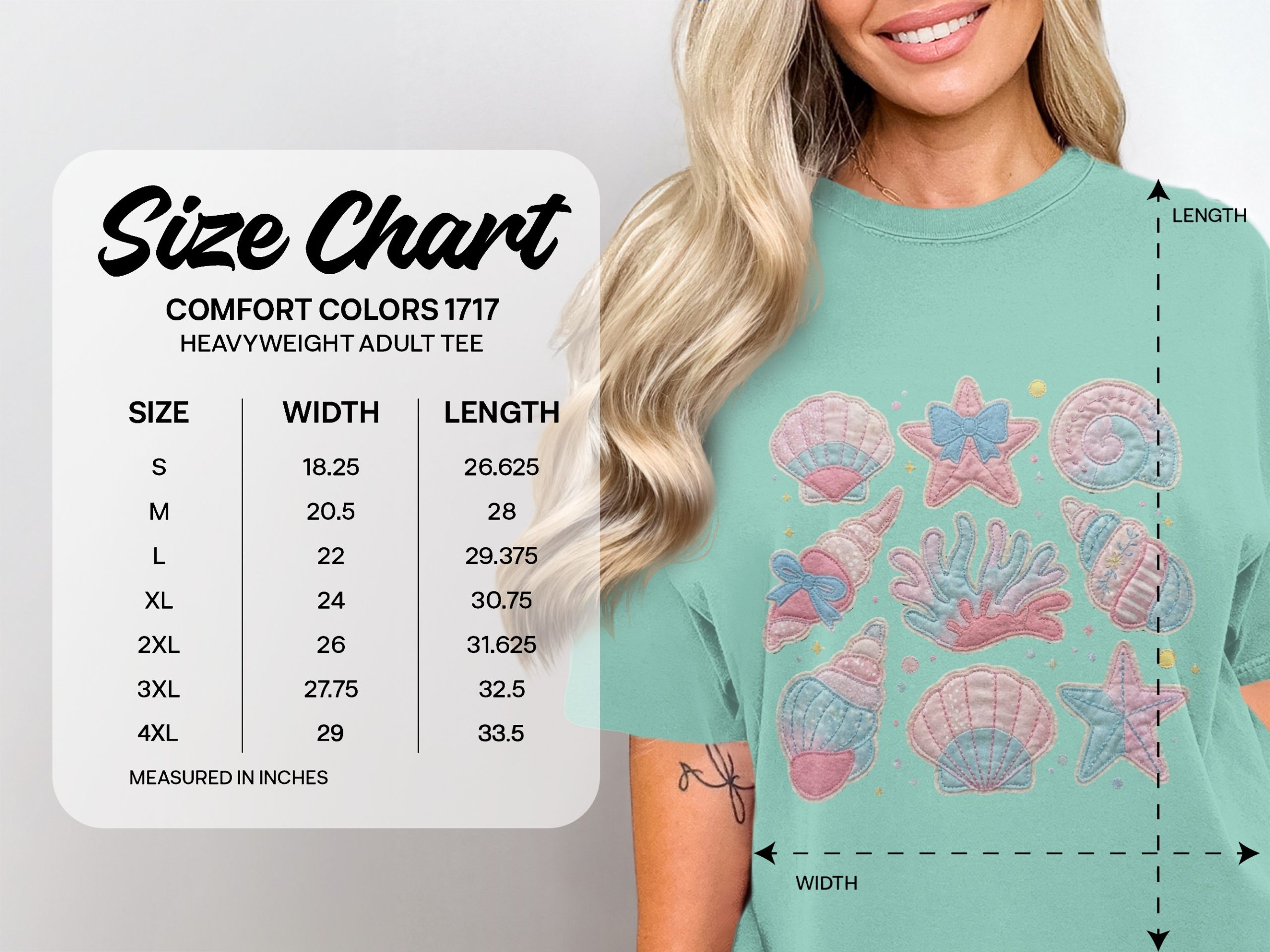 Pastel Seashell T-Shirt, Cute Mermaidcore Coquette Aesthetic Tee, Whimsical Ocean Starfish Coral Graphic Shirt, Soft Girl Beach Vacation Top - Image 4