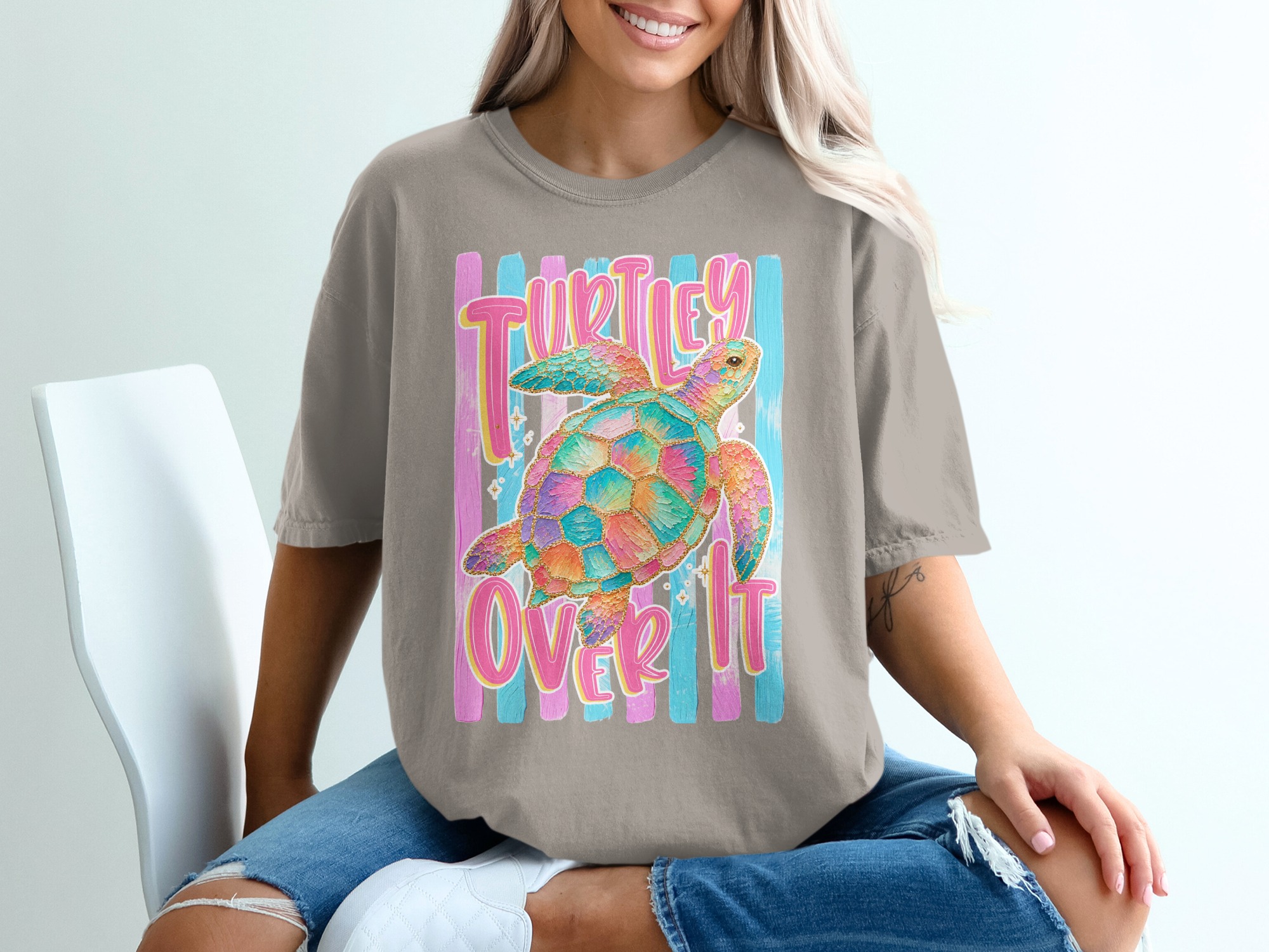 Comfort Colors ® Turtley Over It Sea Turtle T-Shirt, Funny Beach Vibe Tee, Sarcastic Ocean Lover Top, Colorful Summer Vacation Gift - Image 11