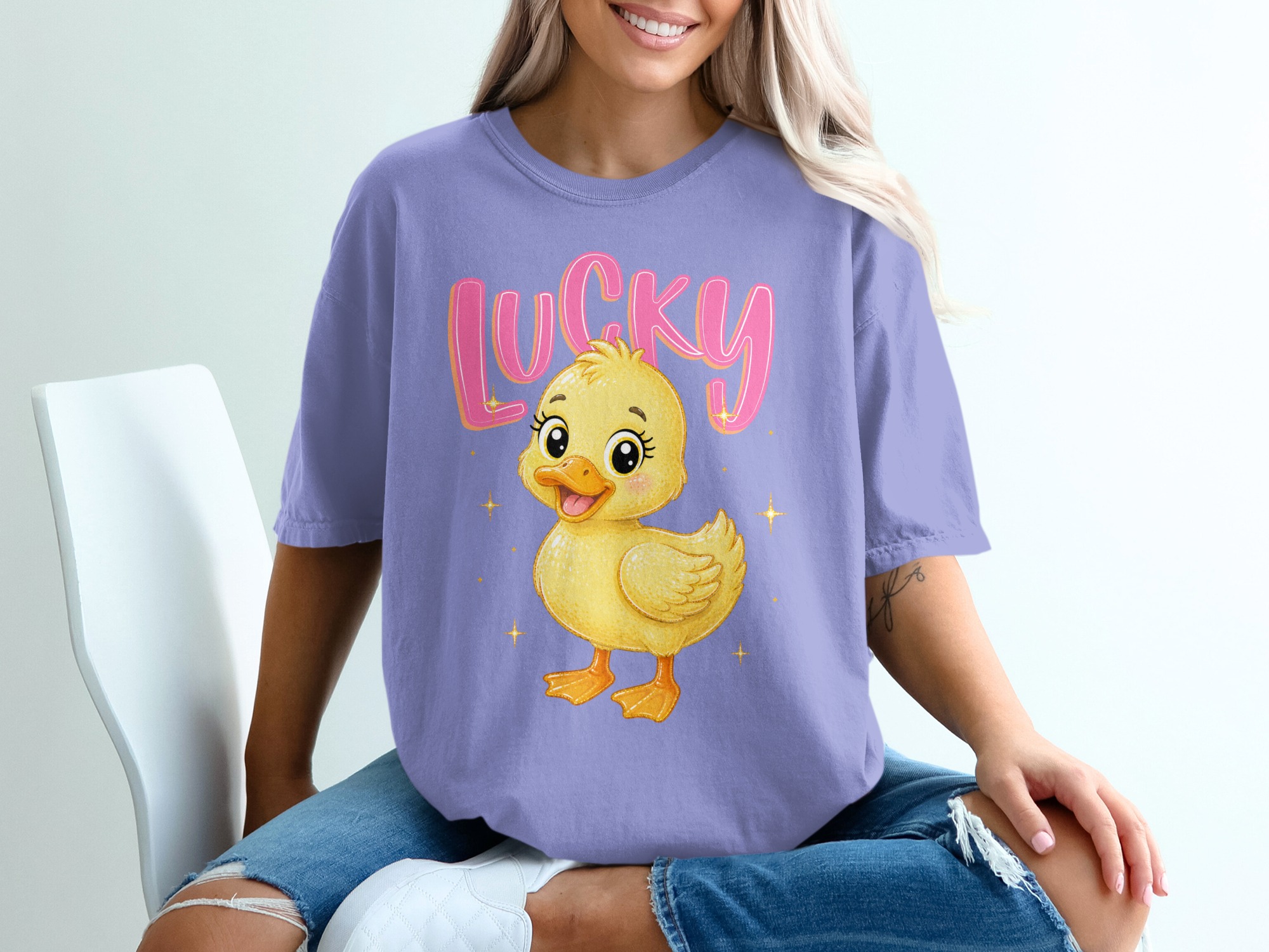 Lucky Duck T-Shirt, Cute Baby Duckling Graphic Tee, Kawaii Animal Shirt, Pink Lucky Top, Positive Vibe Gift - Image 18