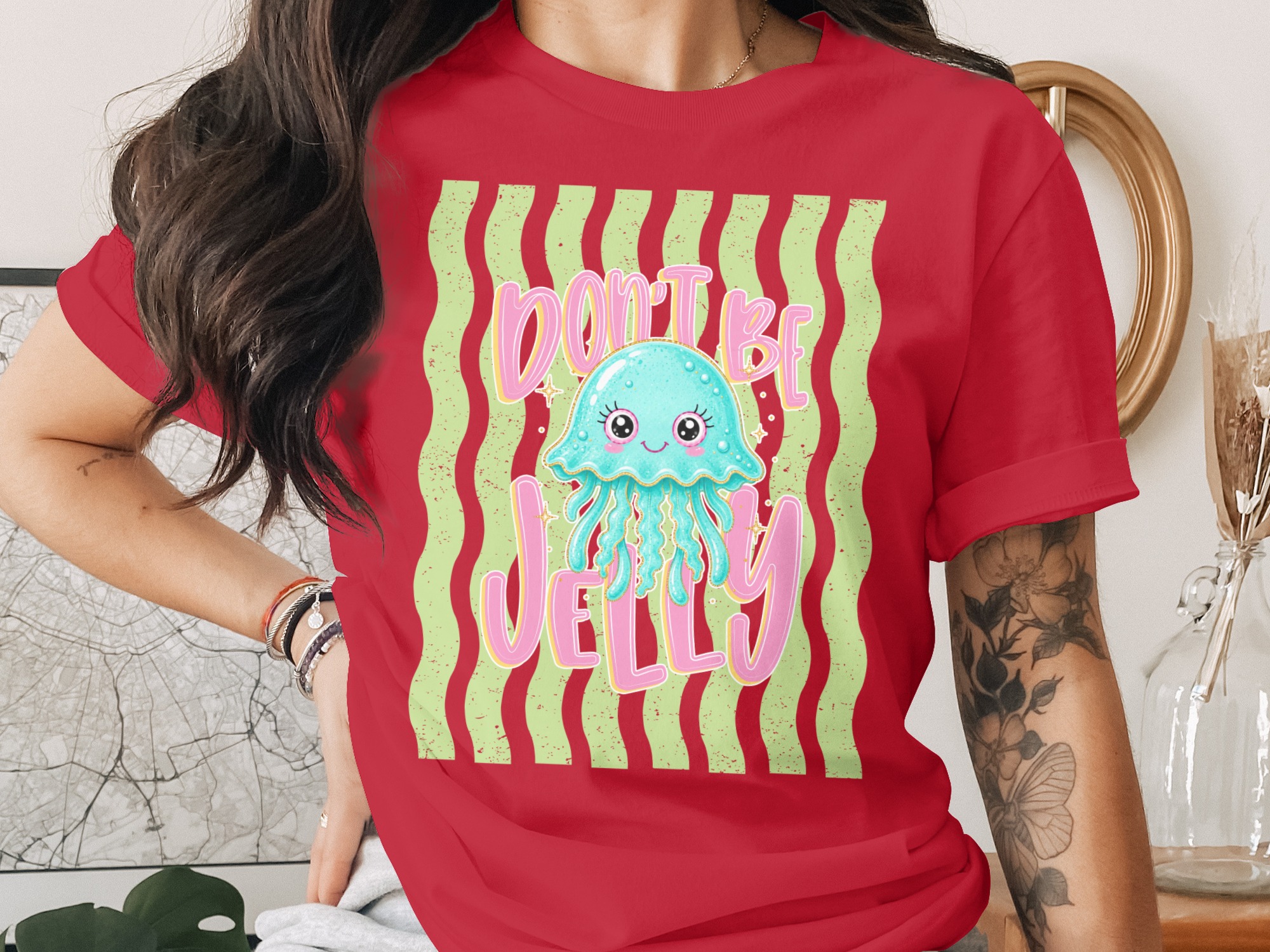 Comfort Colors® Don't Be Jelly T-Shirt, Cute Jellyfish Tee, Funny Ocean Pun Shirt, Summer Vacation Aesthetic, Kawaii Sea Creature Gift - Image 4