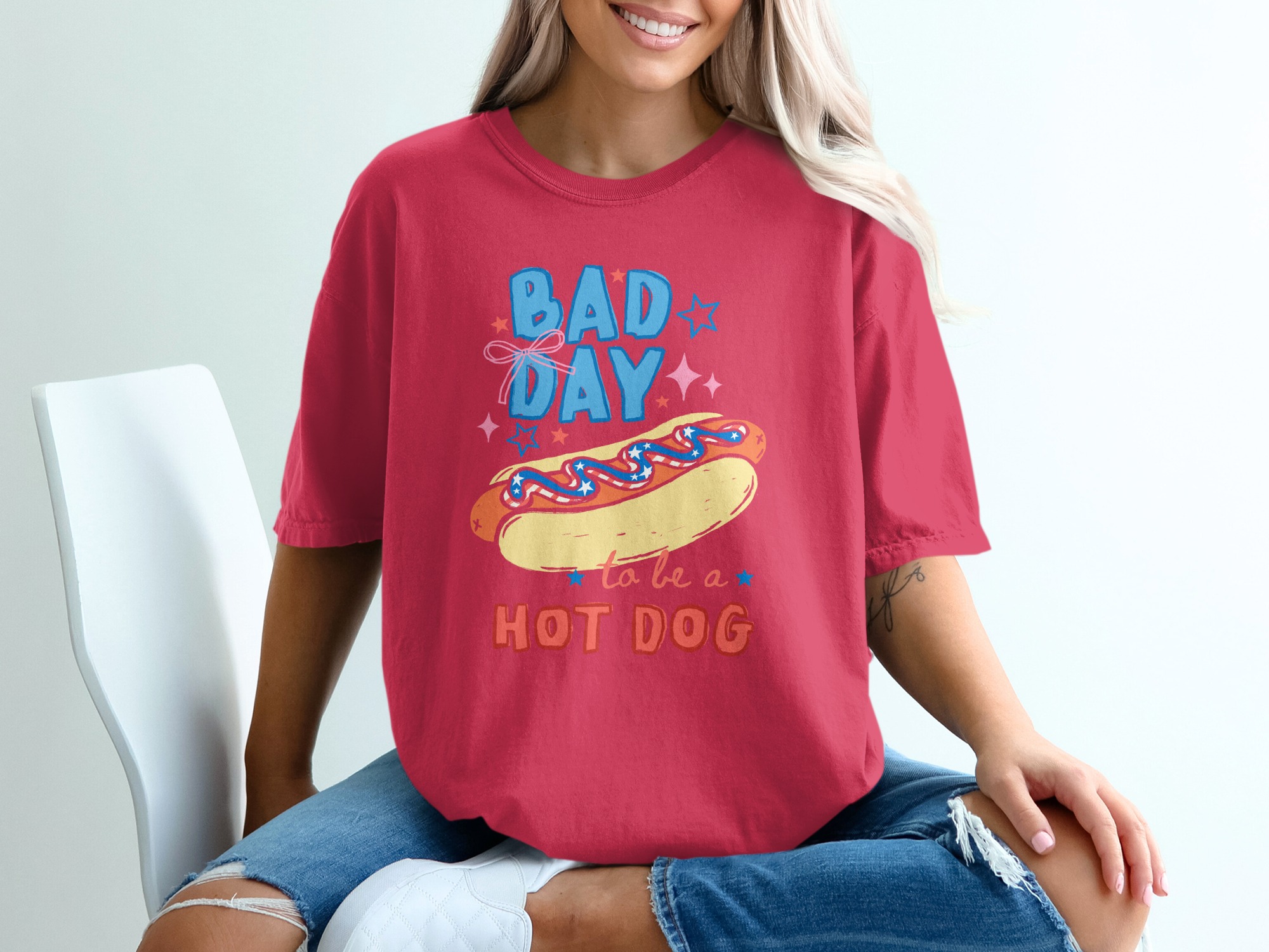Bad Day To Be A Hot Dog Funny Patriotic T-Shirt, 4th of July Summer BBQ Tee, Humorous Foodie Pun Shirt, Grill Master Gift - Image 14