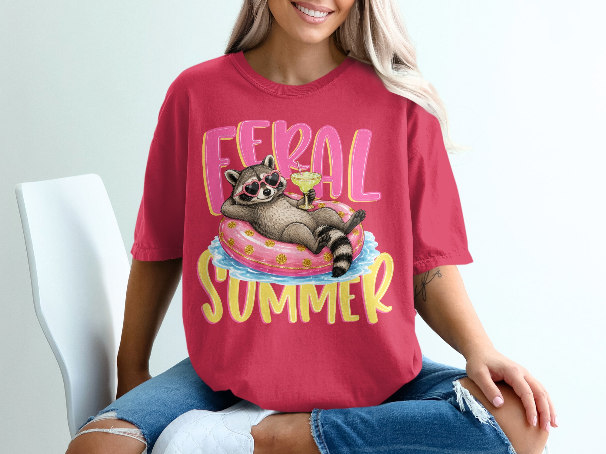 Feral Summer Raccoon T-Shirt, Funny Animal Lover Tee, Vacation Mode Shirt, Unbothered Raccoon Gift for Her, Cute Graphic Top - Image 14