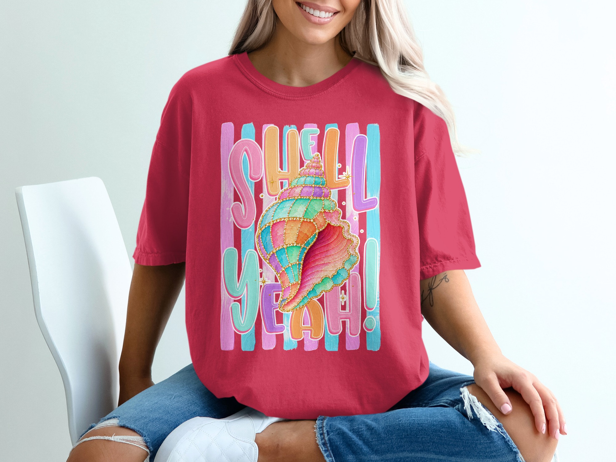 Comfort Colors ® Shell Yeah T-Shirt, Vibrant Seashell Beach Tee, Summer Vacation Coastal Shirt, Preppy Beachy Gift for Her, Fun Ocean Pun - Image 14
