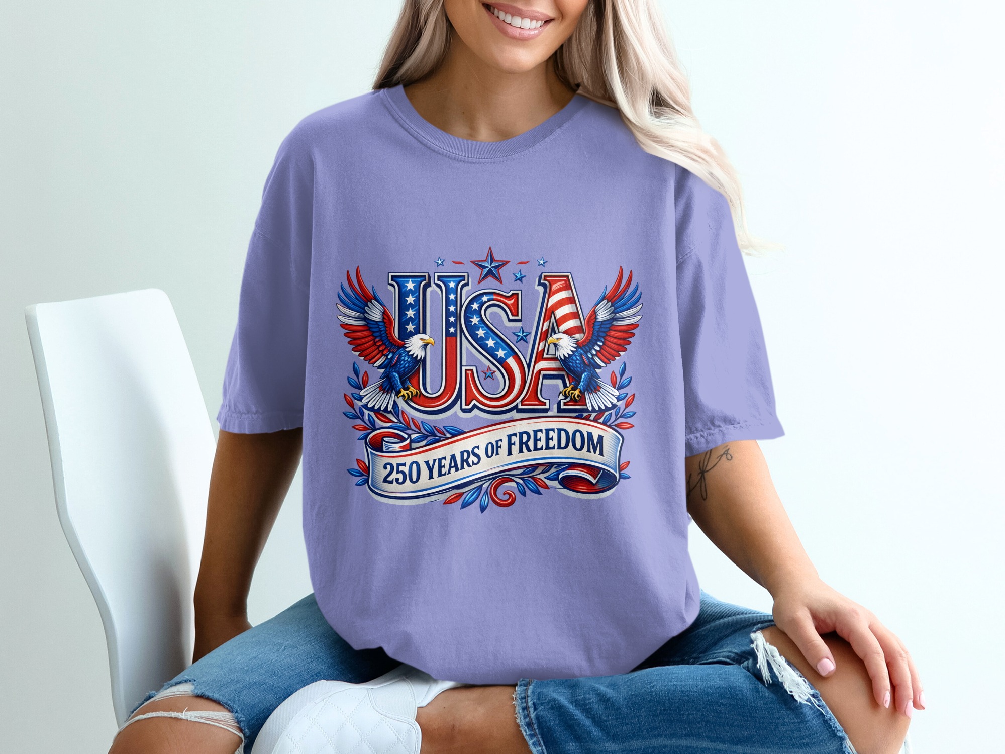 Patriotic USA 250 Years of Freedom T-Shirt | American Eagle Fourth of July Tee | US History Shirt Gift - Image 18