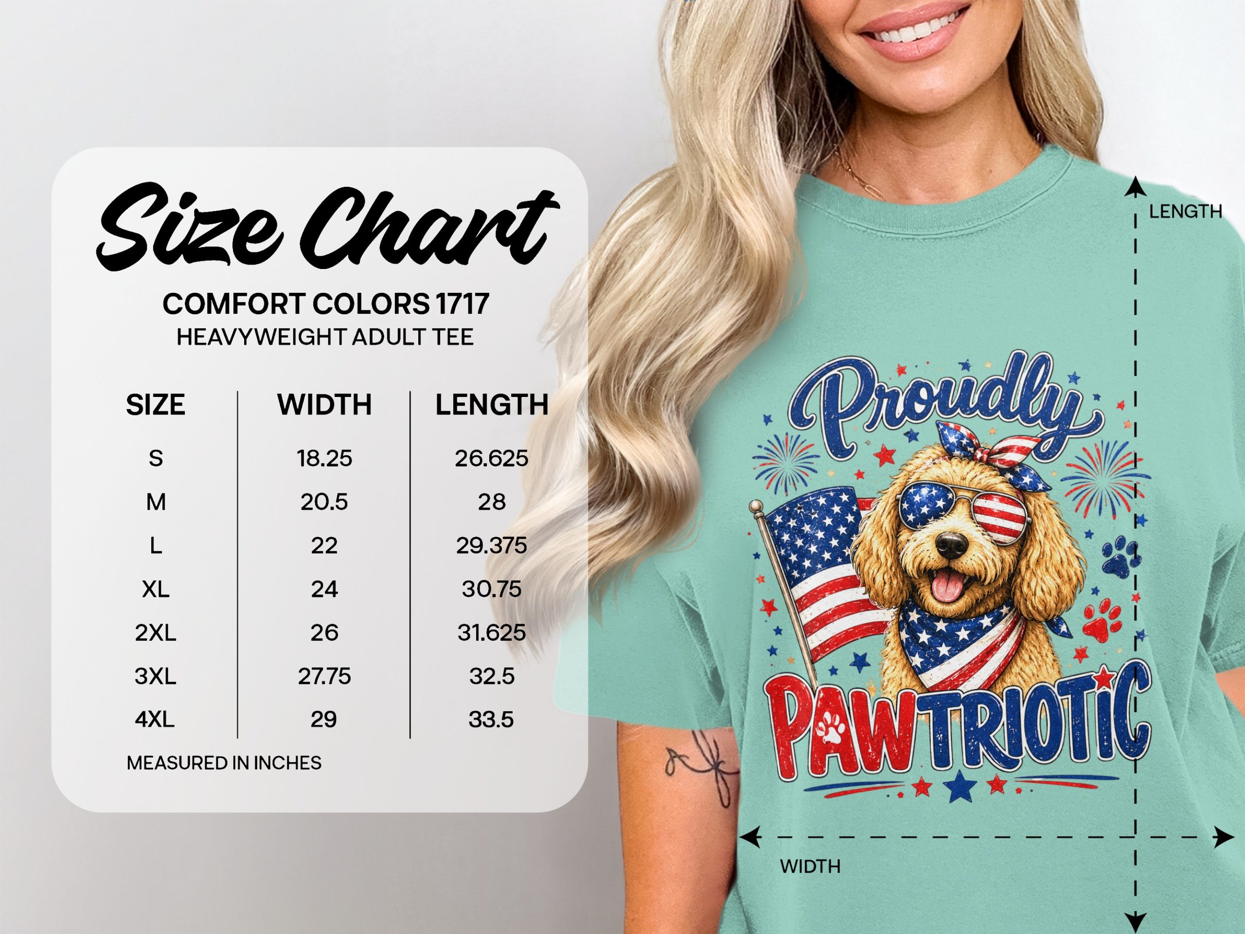 Comfort Colors® Proudly Pawtriotic T-Shirt, Patriotic Goldendoodle Dog Mom USA Flag Tee, 4th of July, Summer Dog Lover Gift - Image 6