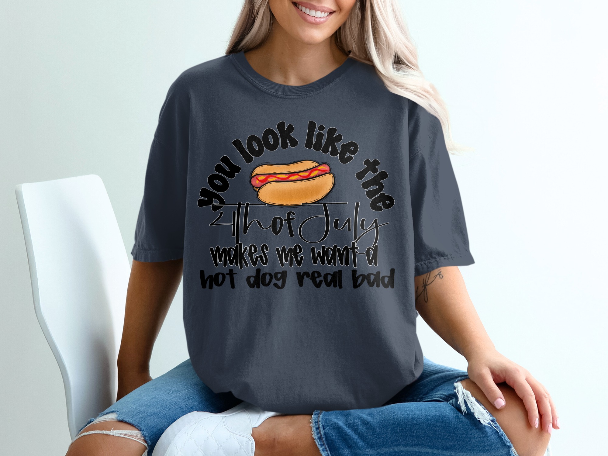 Funny 4th of July Hot Dog T-Shirt, Independence Day Tee, Patriotic Summer BBQ Gift, Witty July Fourth Hot Dog Lover Apparel - Image 12