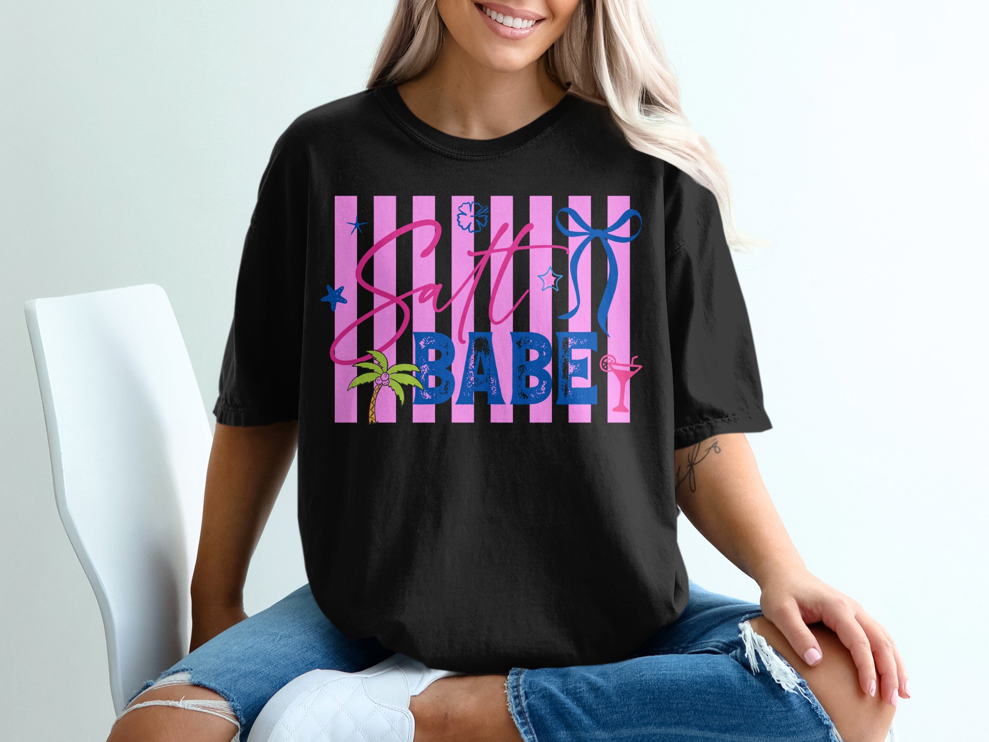 Salt Babe T-Shirt, Beach Lover Gift, Trendy Summer Vacation Tee, Coastal Cowgirl Vibe, Tropical Resort Wear Shirt for Her - Image 8