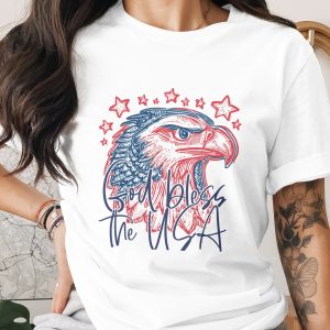 God Bless USA Patriotic Eagle Graphic T-Shirt