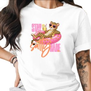 Stay Salty Babe T-Shirt, Sassy Leopard Print Tee, Summer Vacation Shirt for Women, Heart Sunglasses Graphic Beach Top, Fun Pool Party Gift