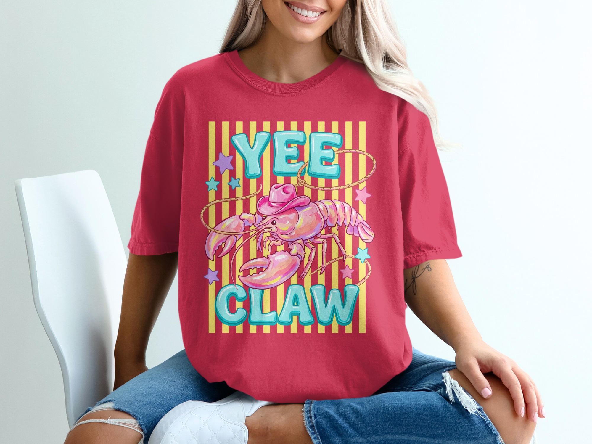Comfort Colors® Yee Claw T-Shirt, Funny Lobster Cowgirl Tee, Coastal Cowgirl Shirt, Retro Western Graphic, Pun Lover Gift for Her - Image 14