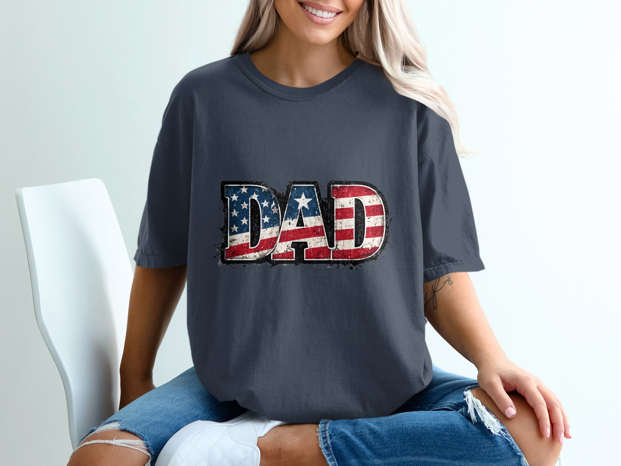 Comfort Colors® Dad T-Shirt, Patriotic American Flag Dad Shirt, Father's Day Gift, Distressed Flag Tee, Fourth of July, Gift for Papa - Image 12